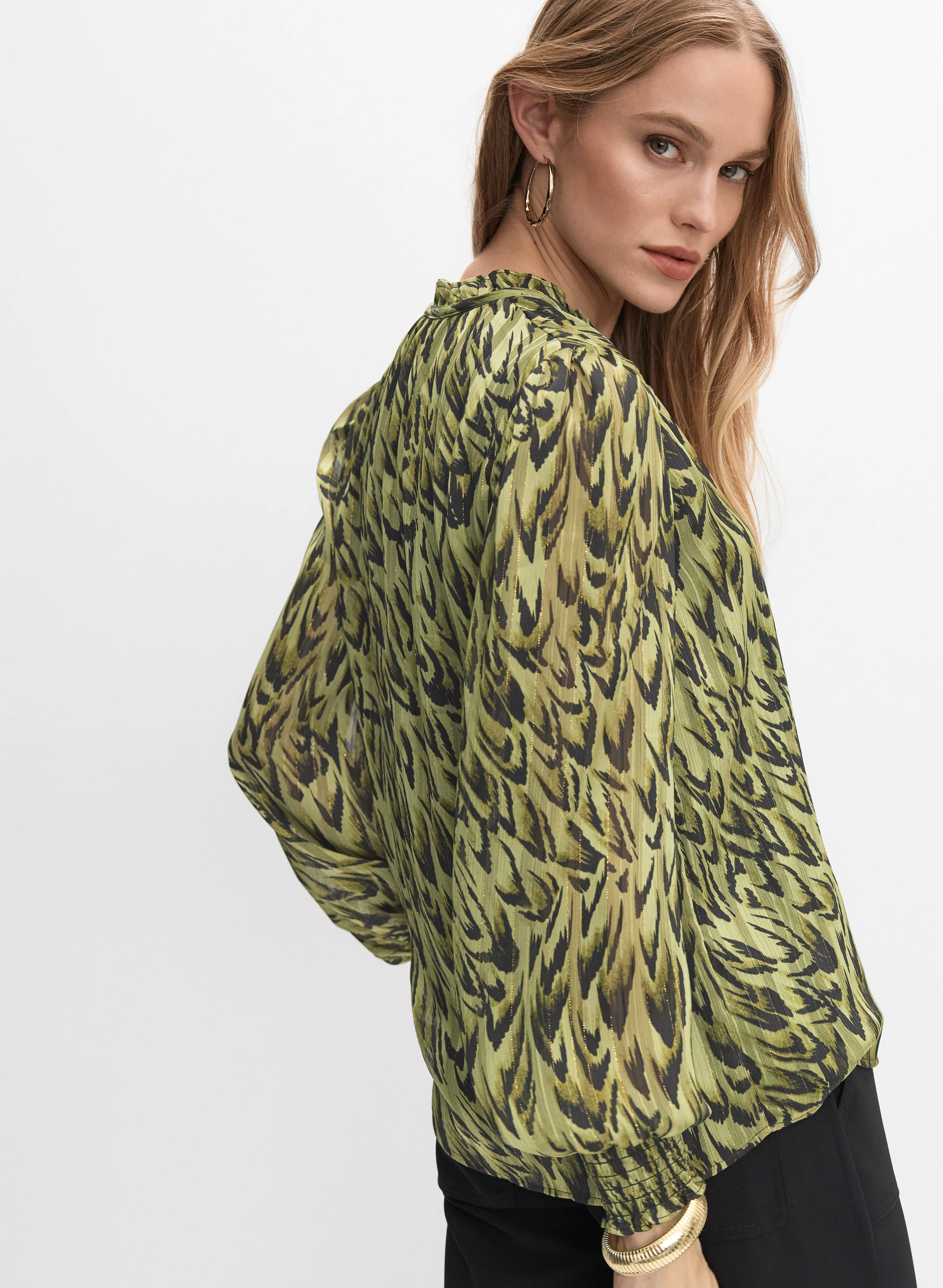 Abstract Animal Print Blouse - Image 4