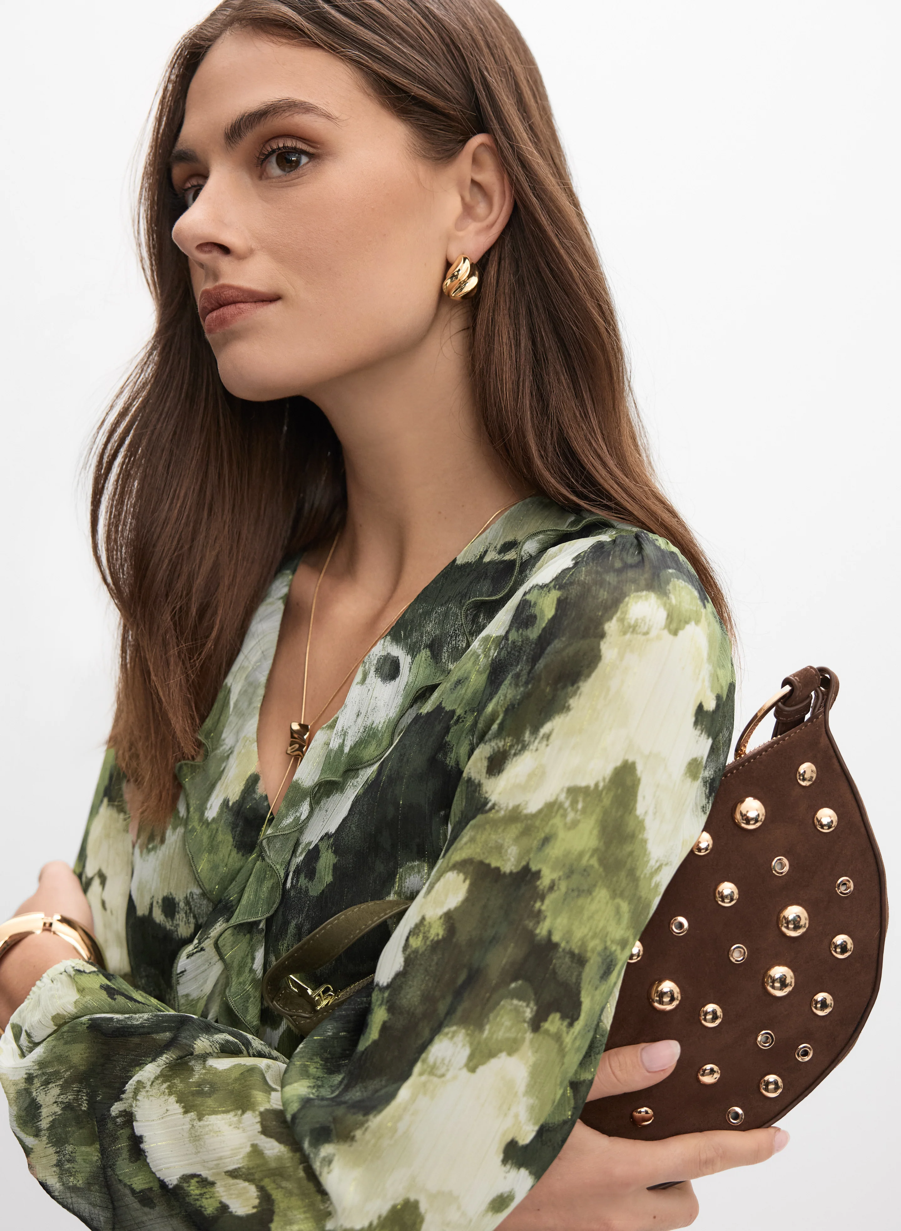 Abstract Flounce Front Blouse - Image 2