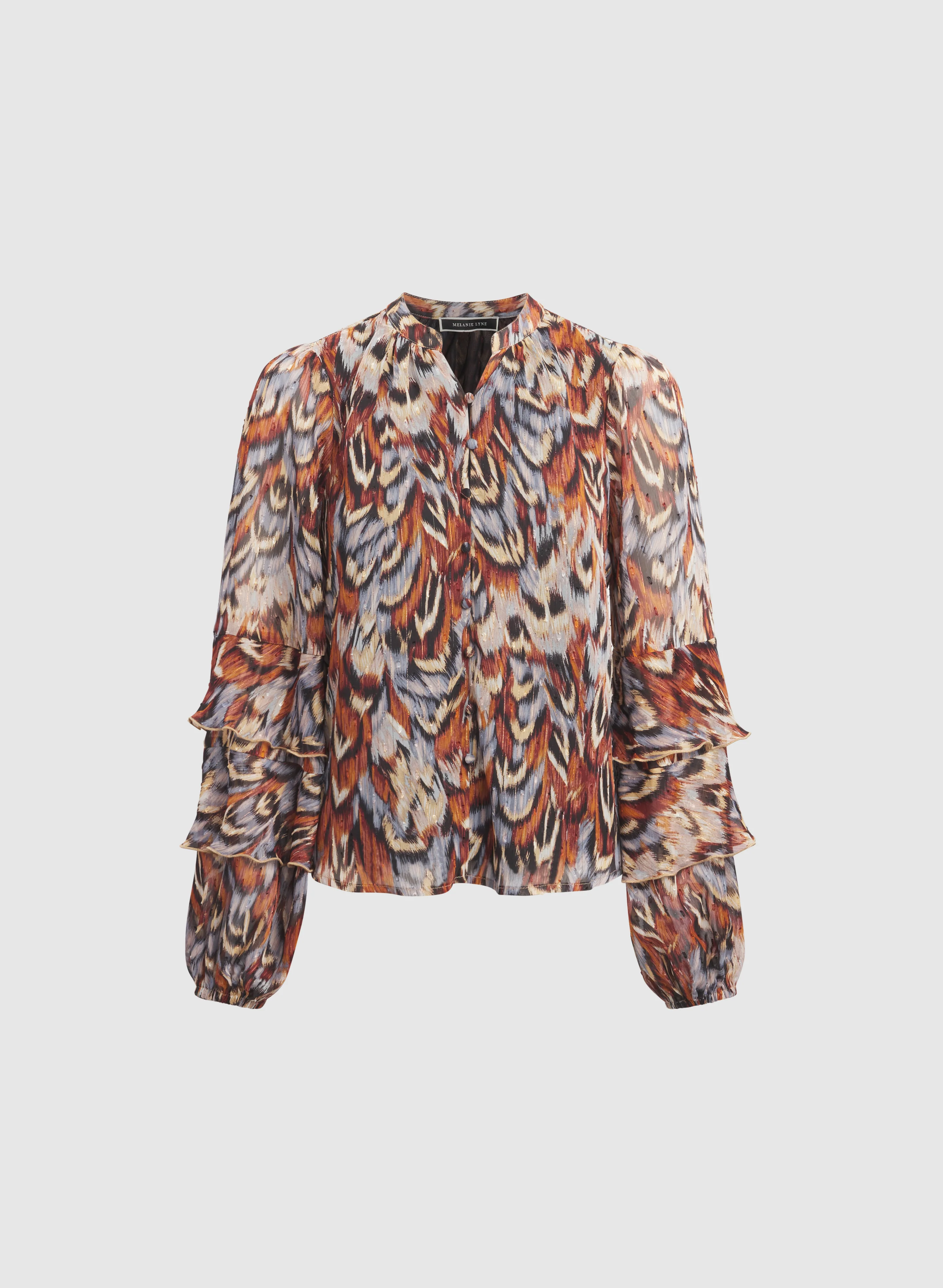 Abstract Tiered Sleeve Blouse - Image 6