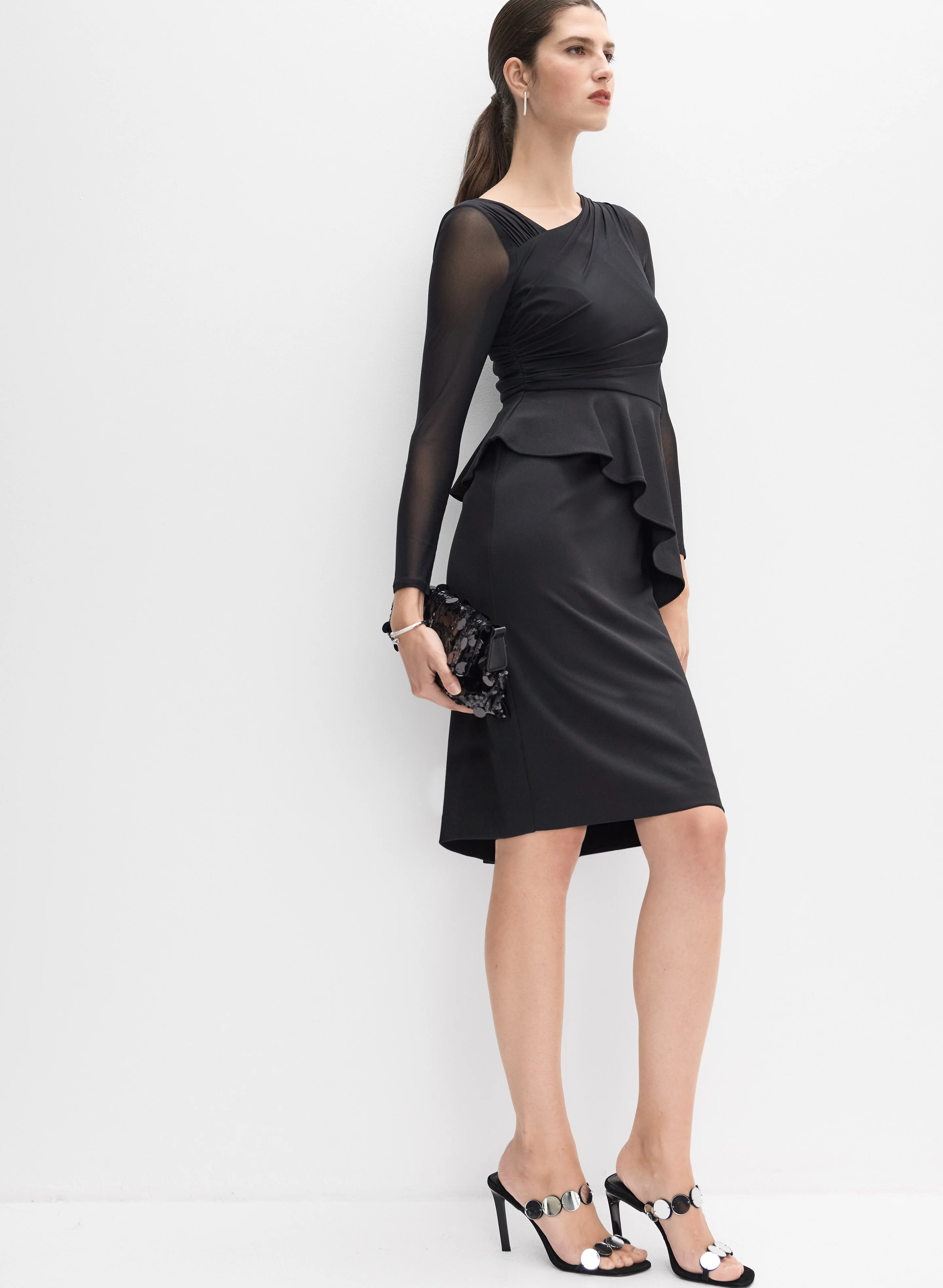 Adrianna Papell - Asymmetric Peplum Detail Dress - Image 2