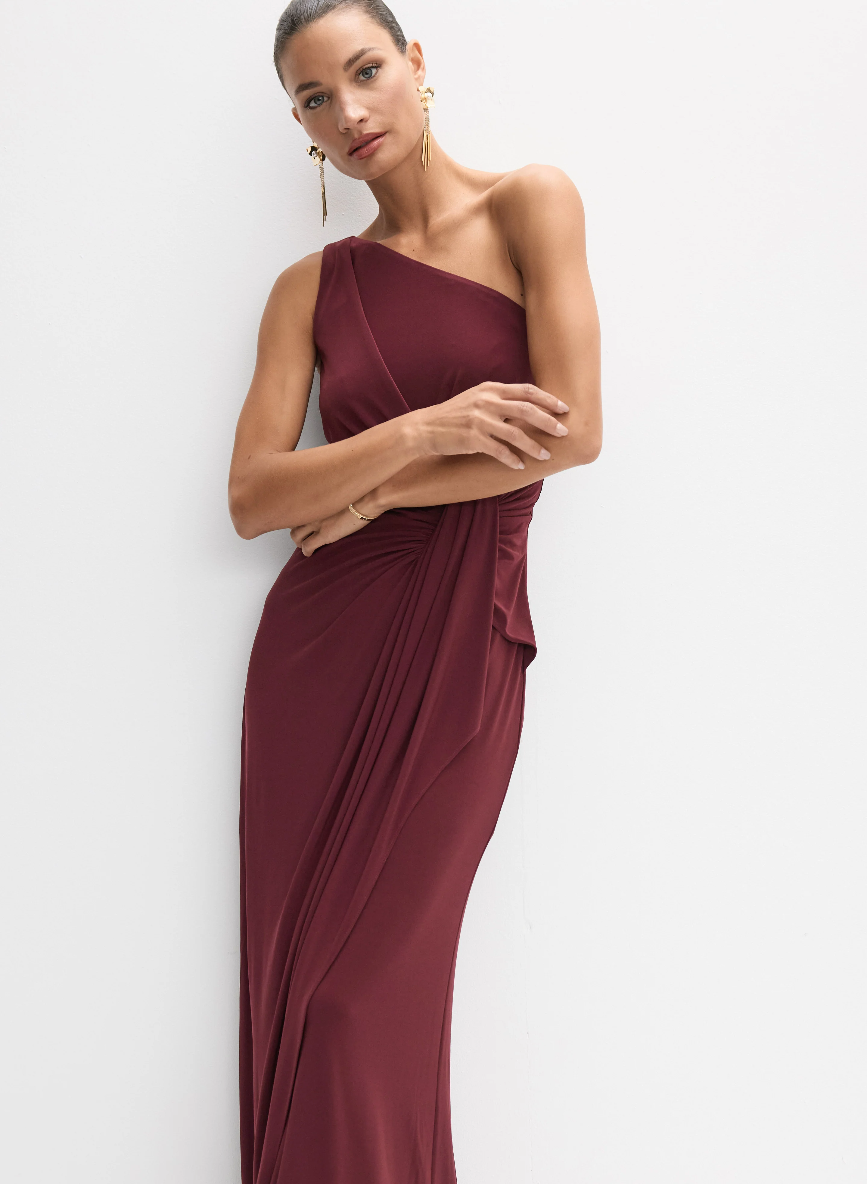 Adrianna Papell - Draped Single-Shoulder Dress - Image 7