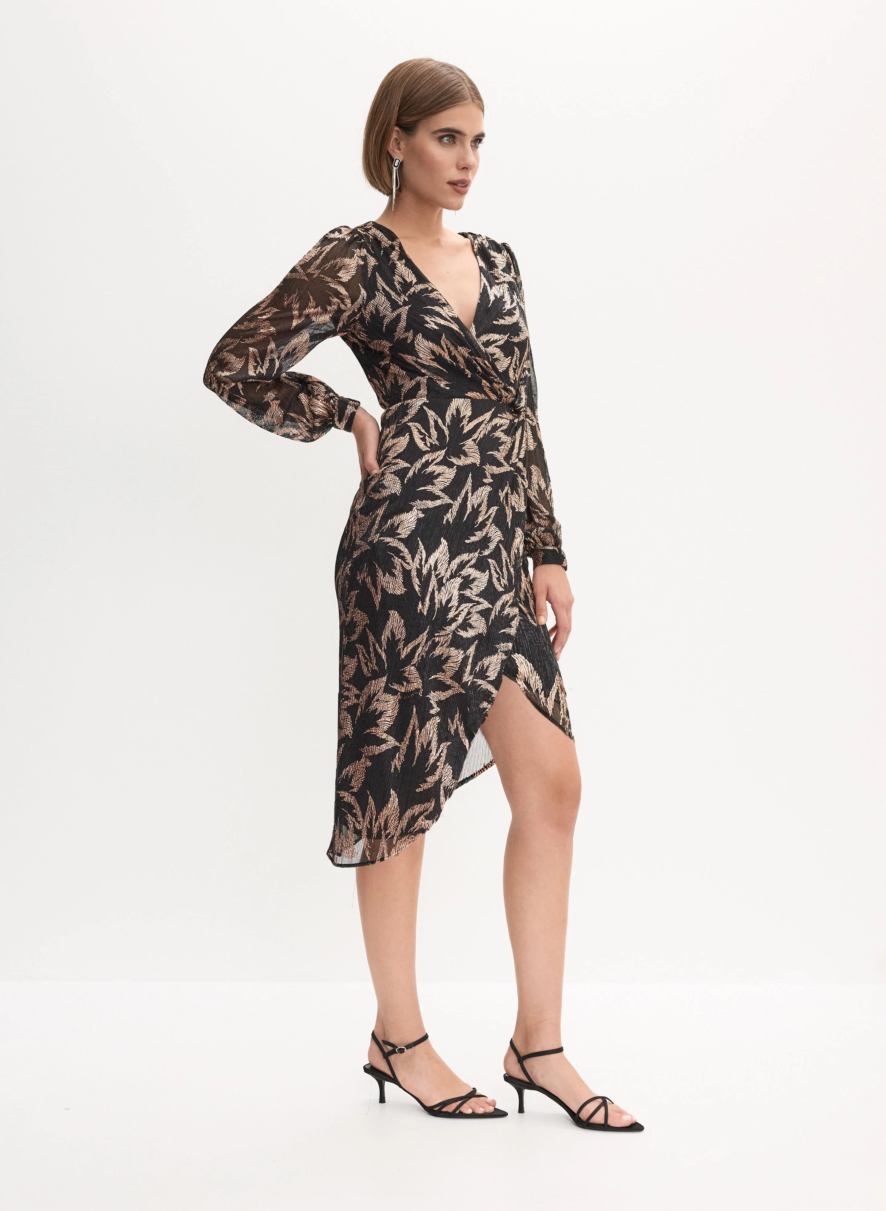 Adrianna Papell- Floral Print Faux Wrap Dress - Image 3