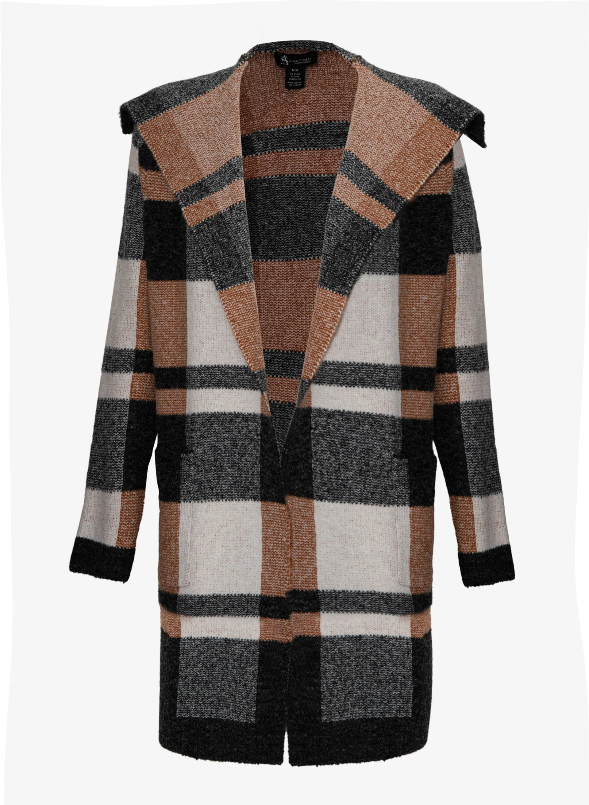 Angora Blend Plaid Motif Cardigan - Image 7