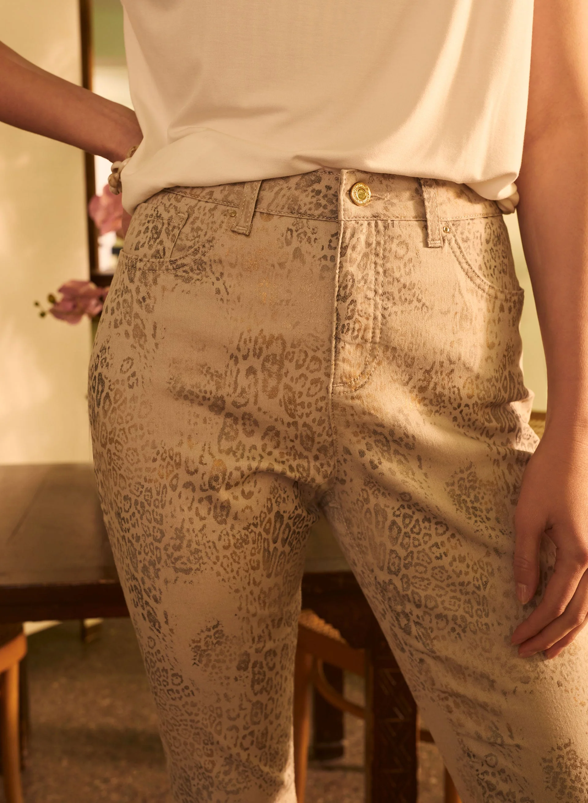 Animal Print Slim Leg Jeans - Image 4