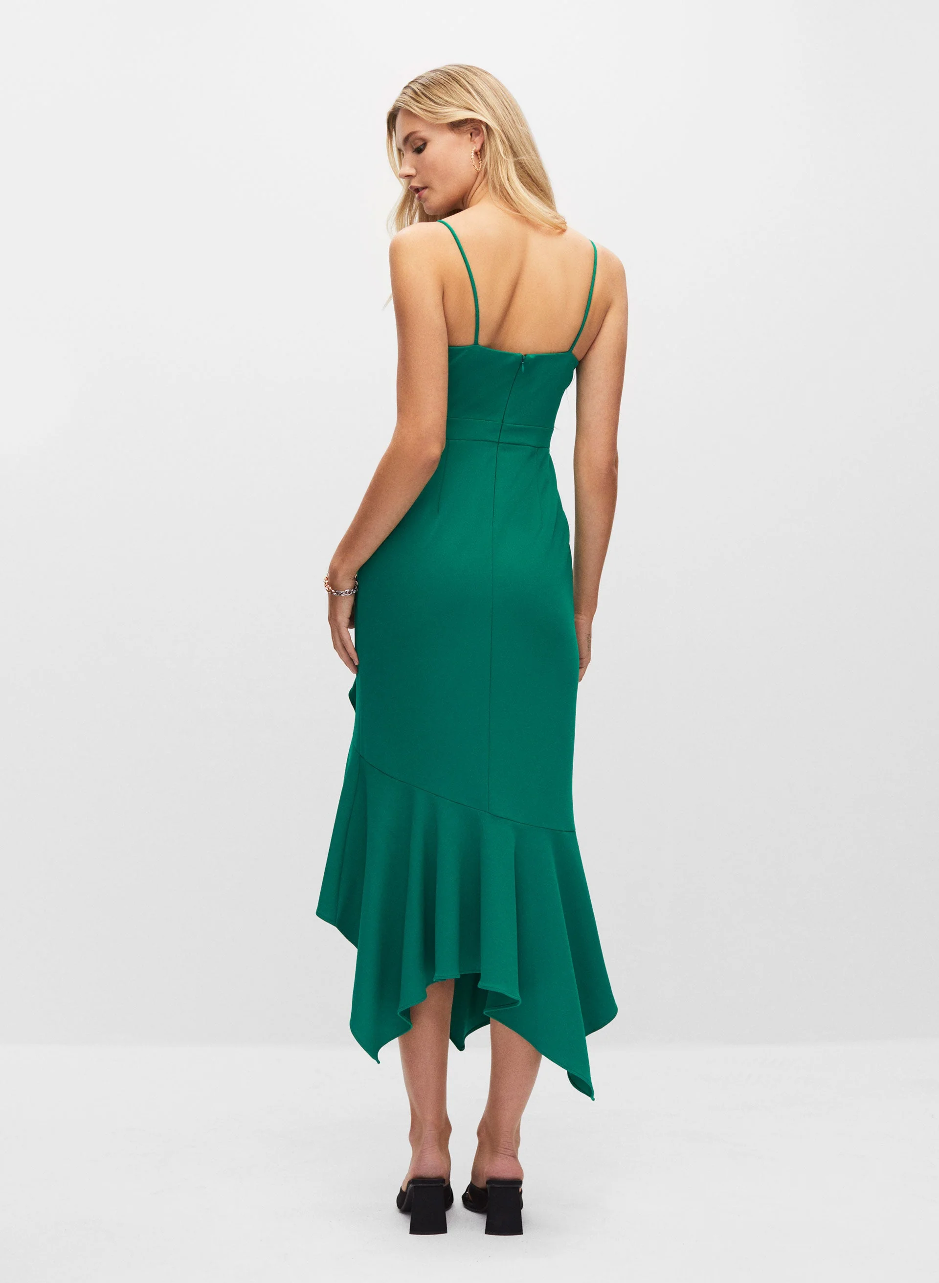 BA Nites - V-Neck Flounce Detail Dress - Image 3