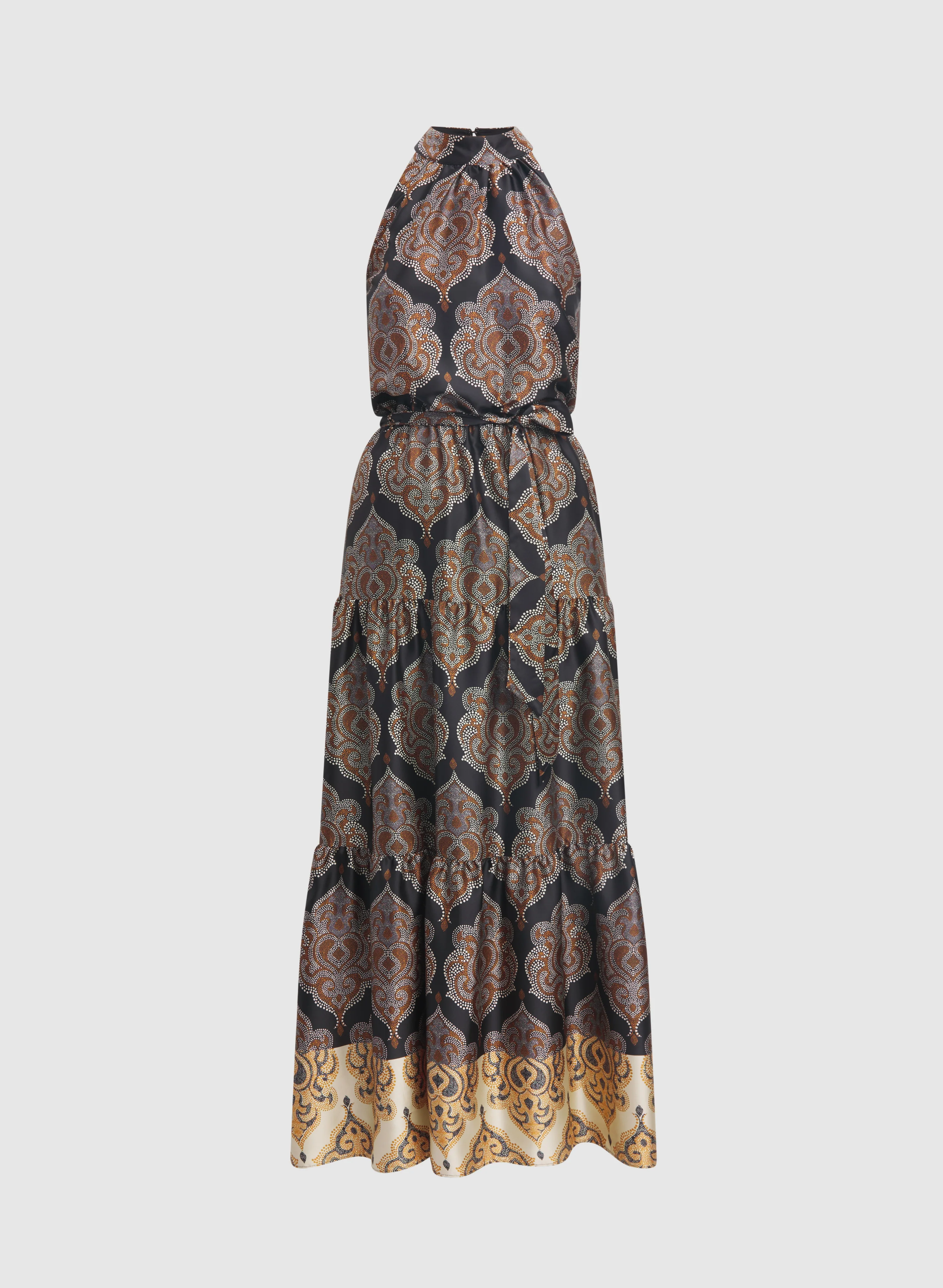 Baroque Print Satin Dress - Image 5