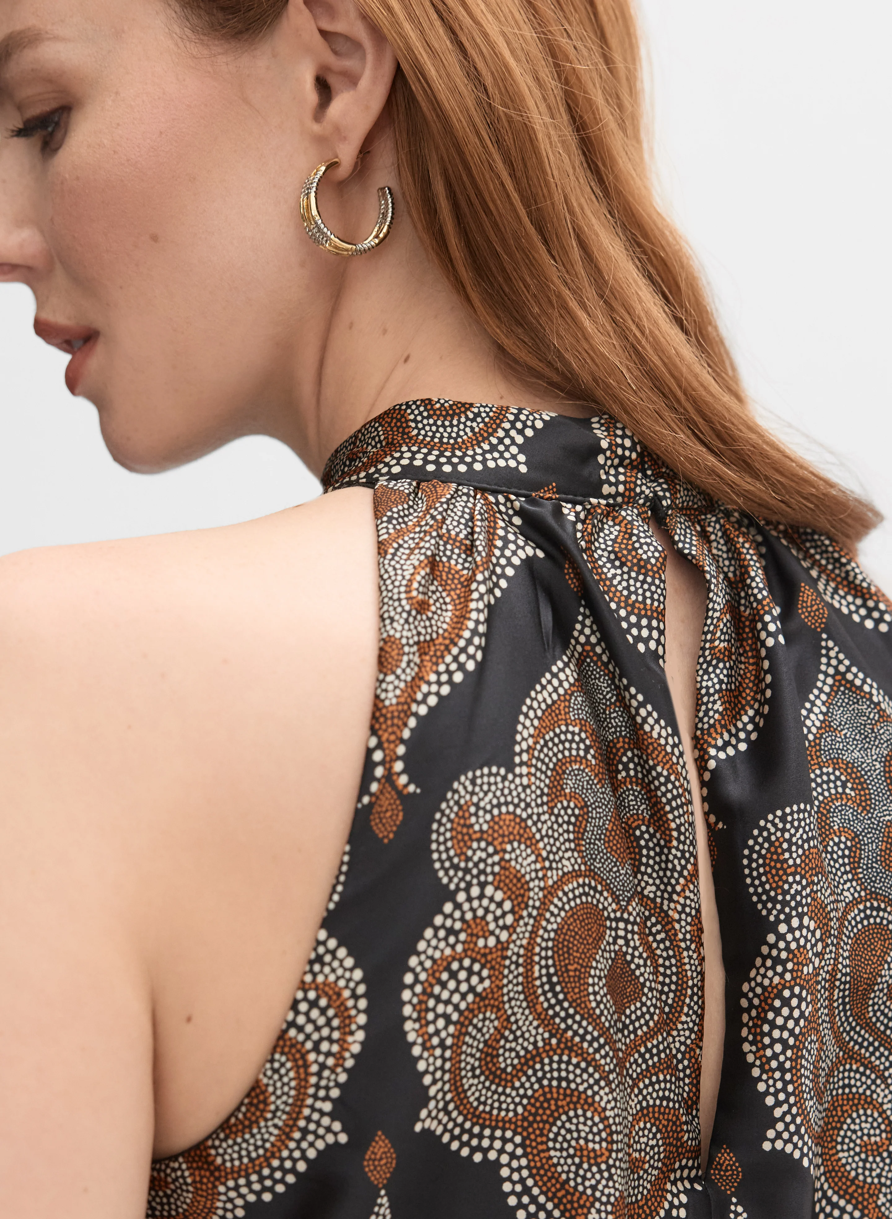 Baroque Print Satin Dress - Image 8