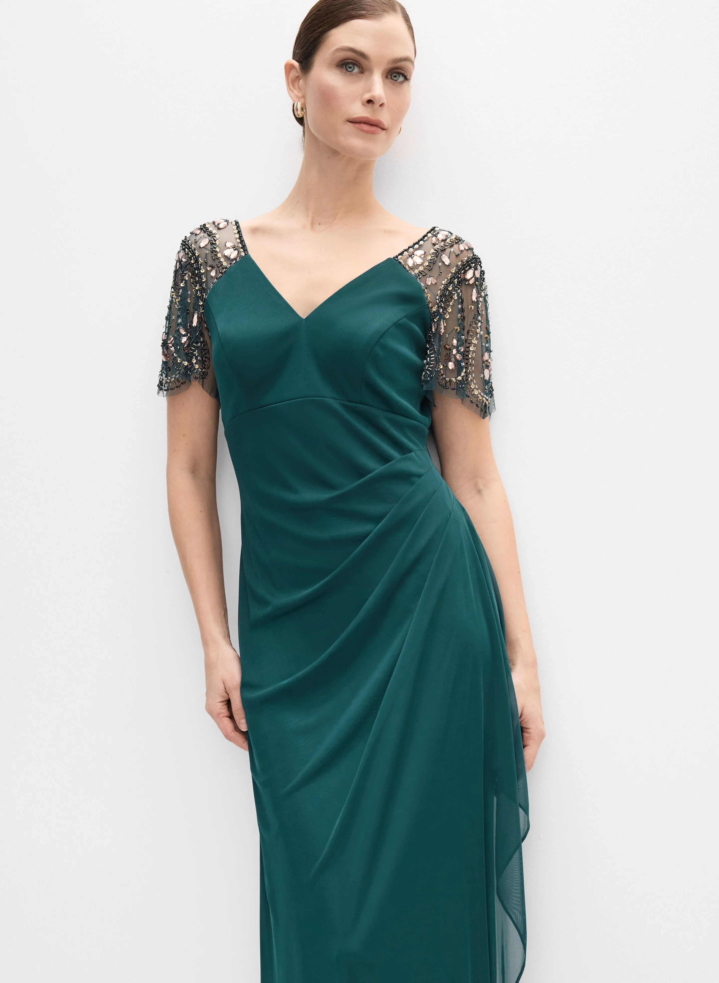 Beaded Flutter Sleeve Dress - Image 4