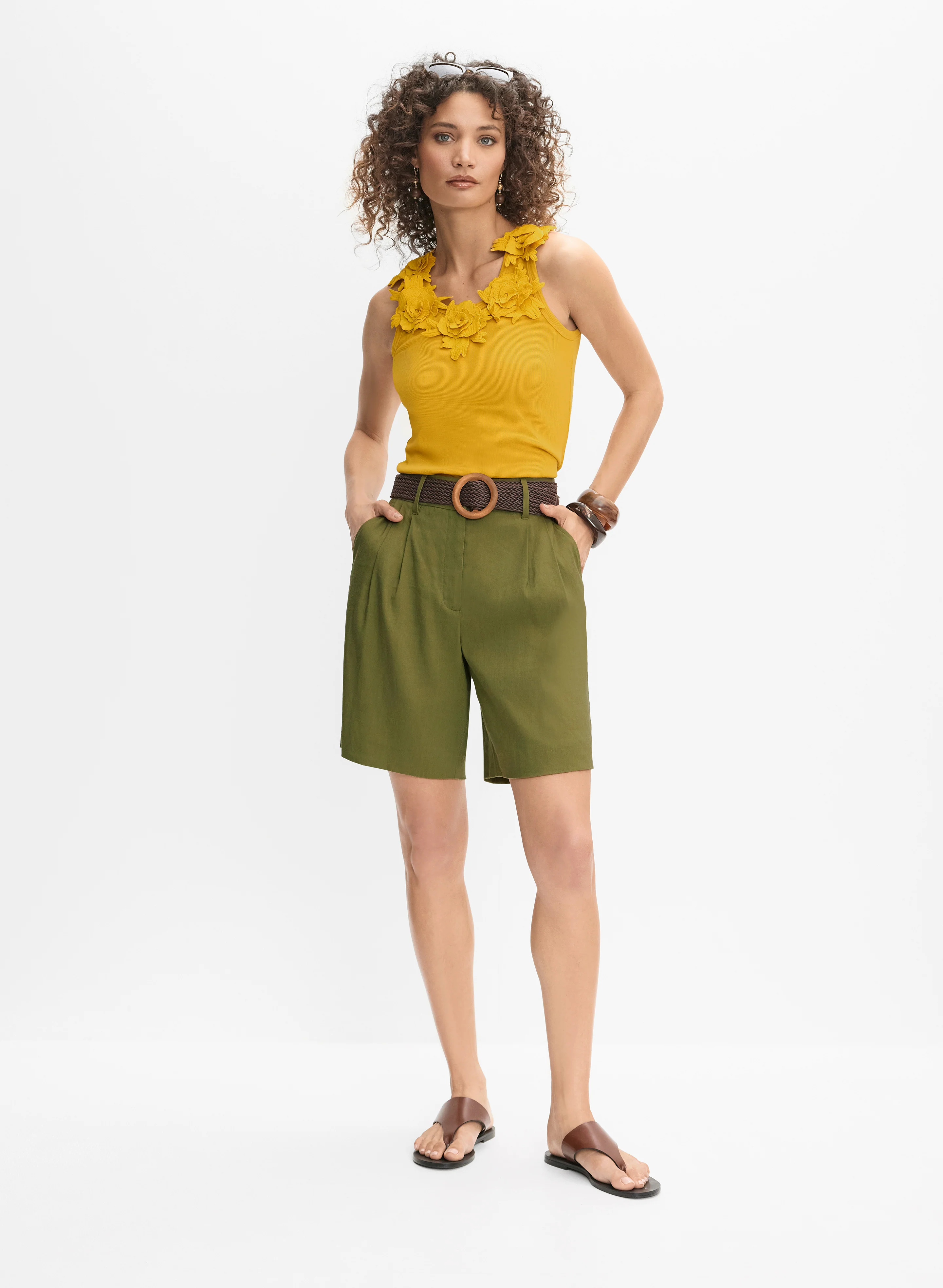 Belted Linen-Blend Shorts - Image 5