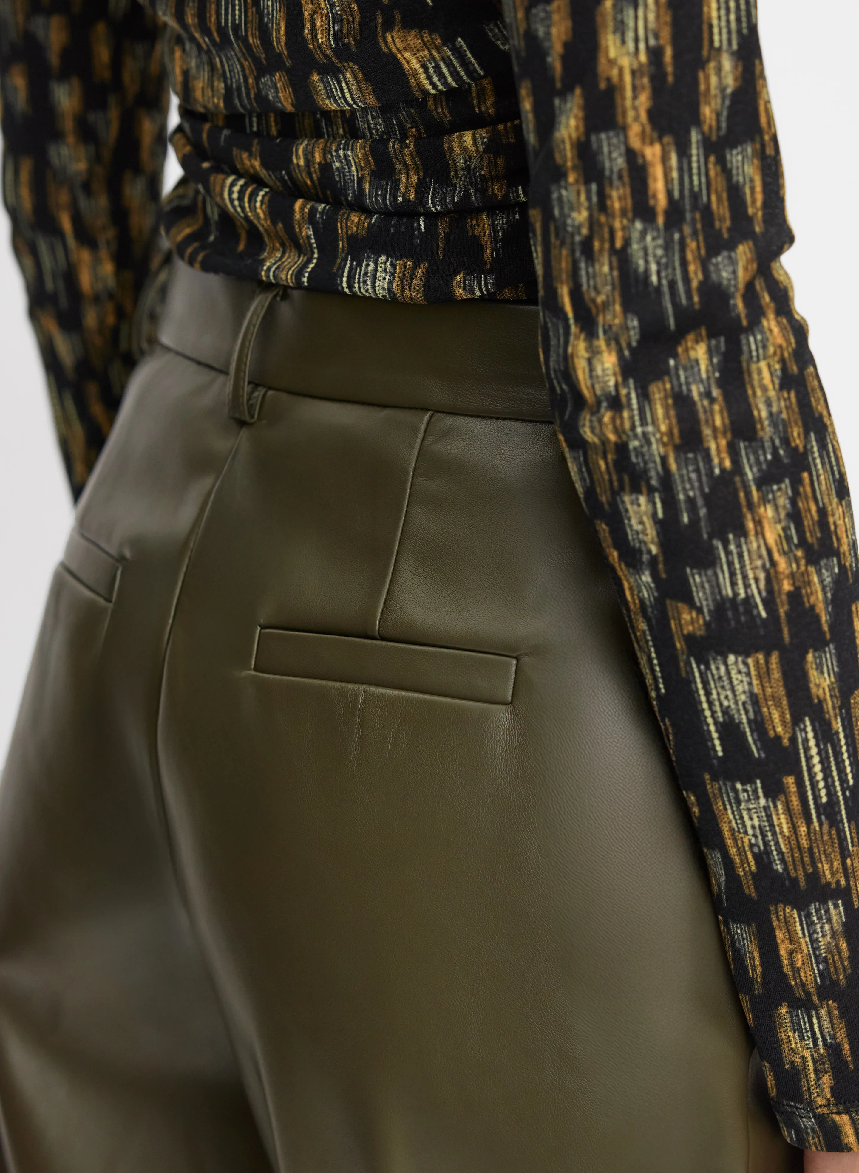 Belted Vegan Leather Trousers - Image 6