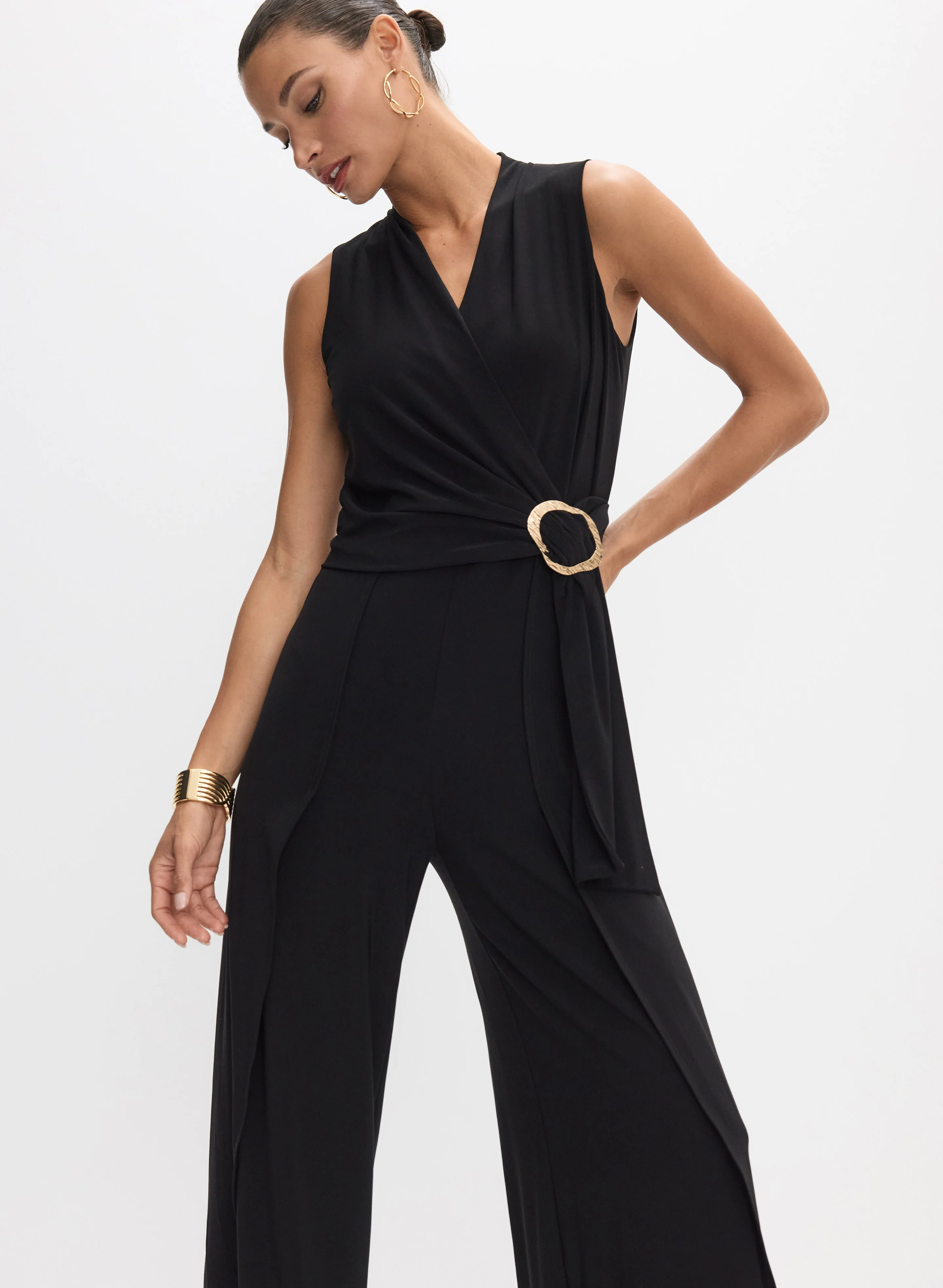 Brooch Fastened Wrap-Over Jumpsuit - Image 9