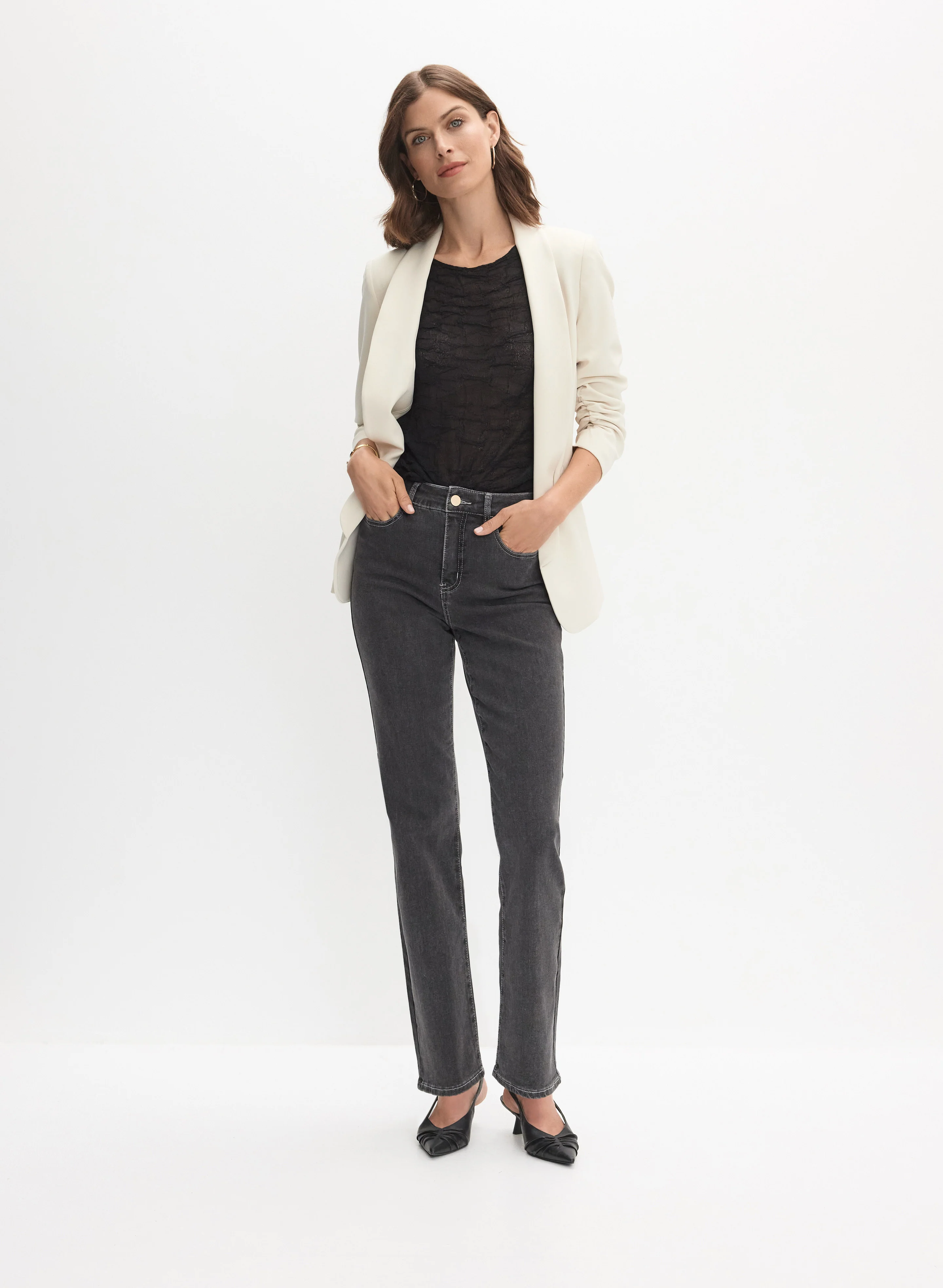 Buckle Detail Straight-Leg Jeans - Image 5