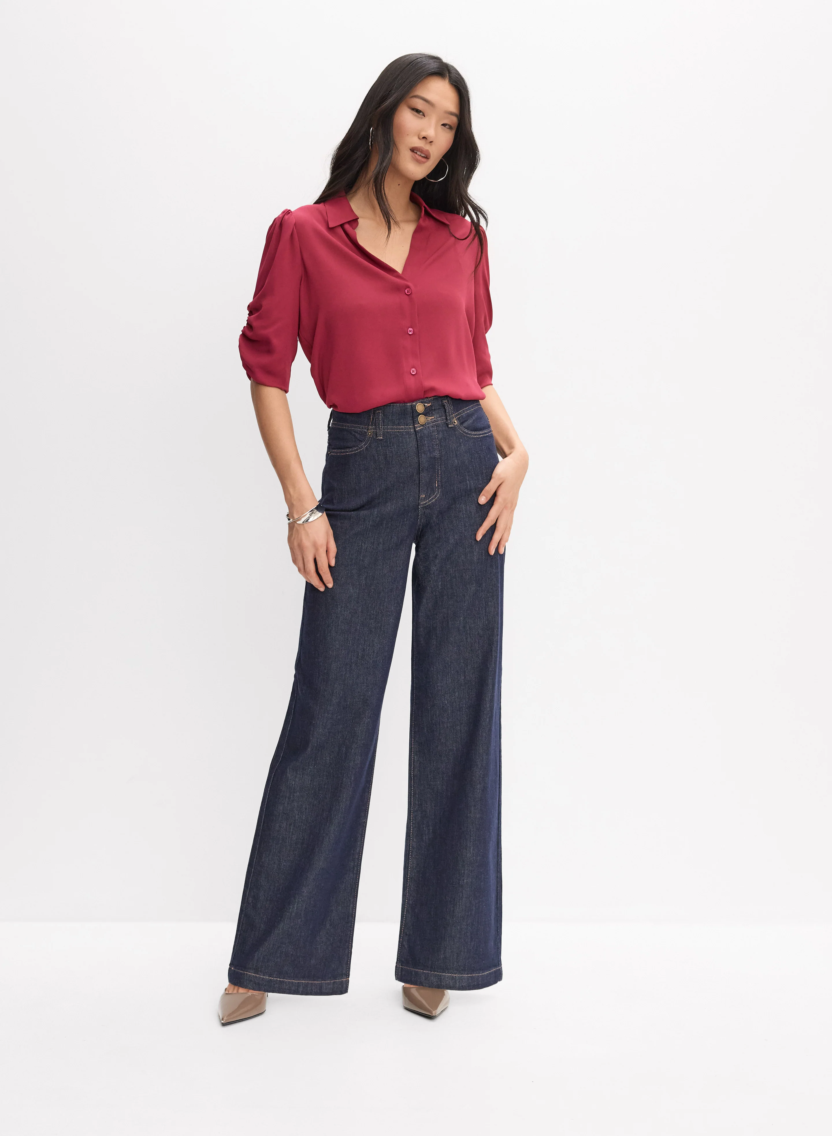 Button-Down Crepe Blouse - Image 3