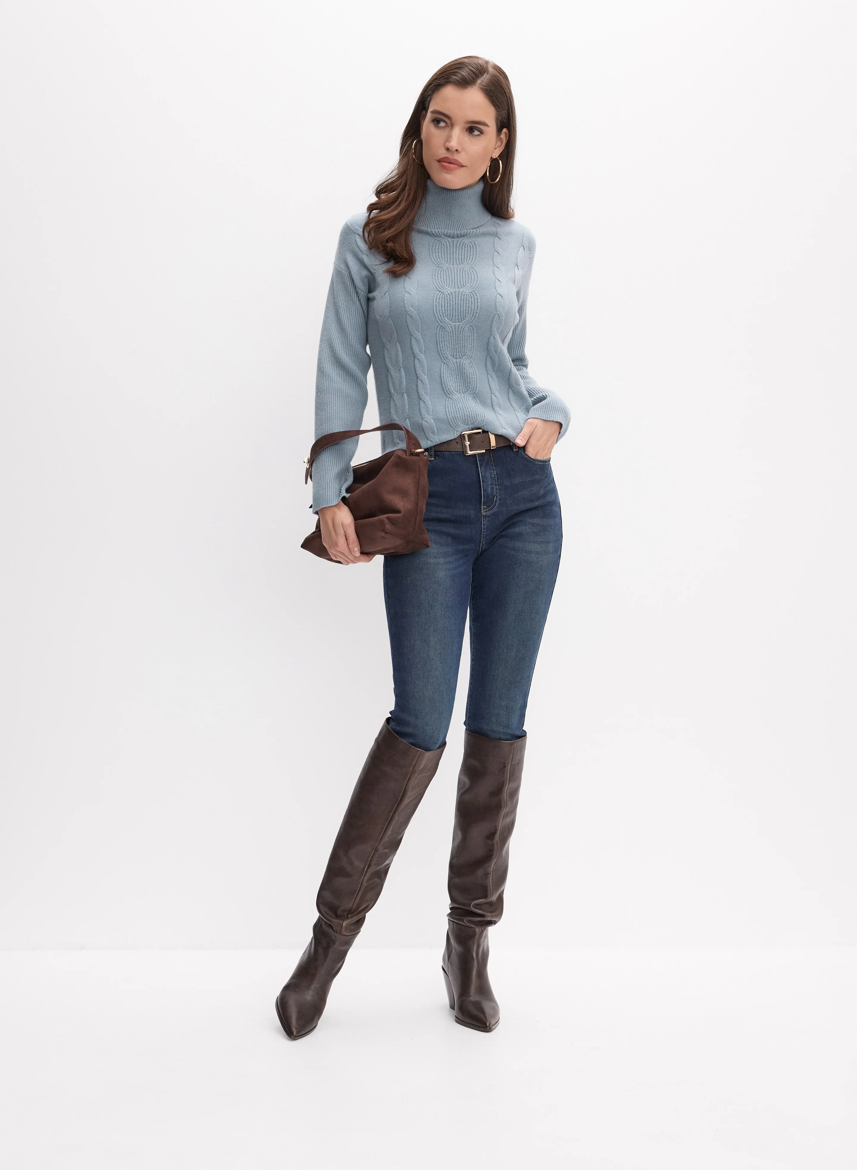 Cable Knit Turtleneck Sweater - Image 3