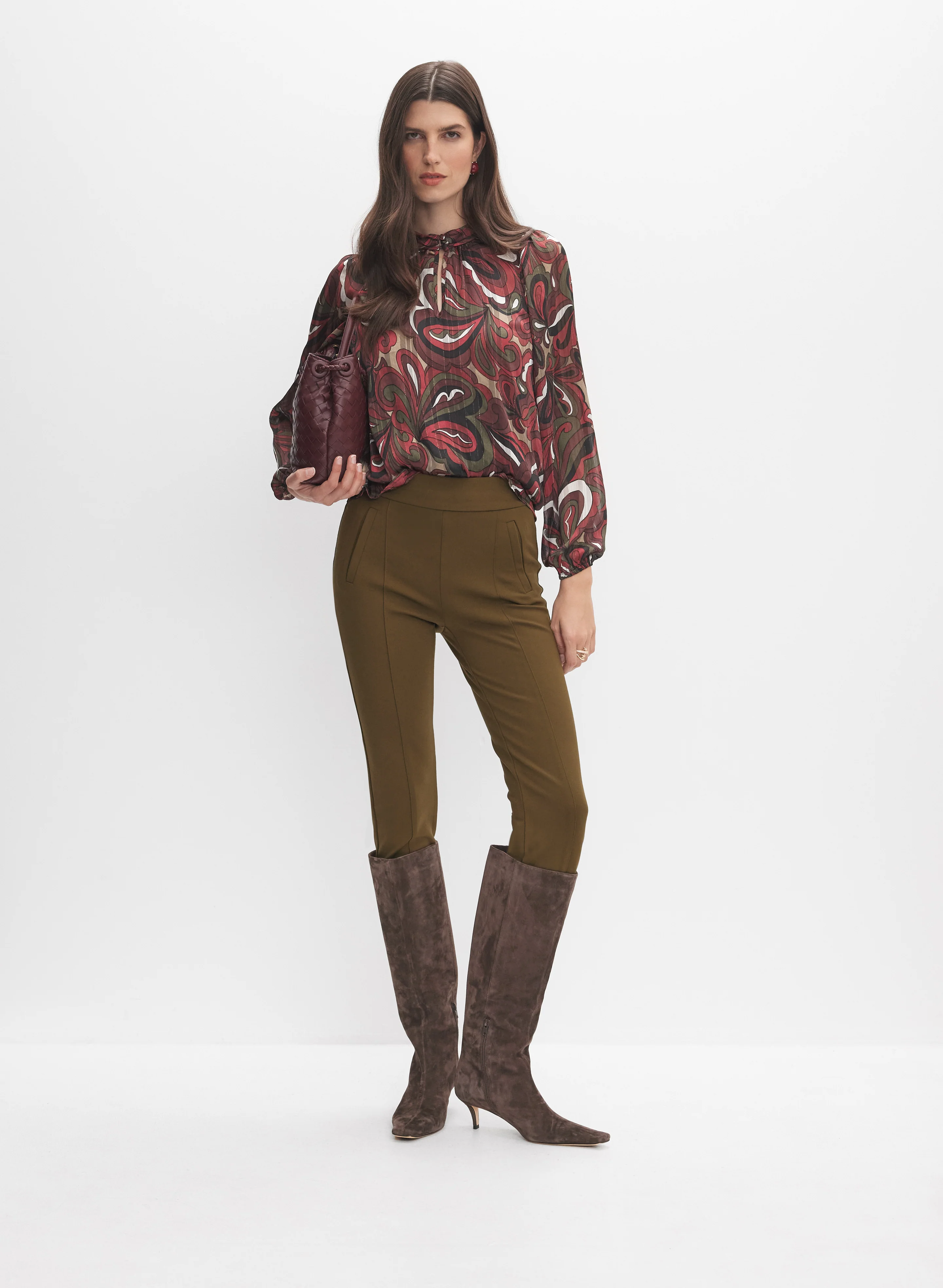Chiffon Metallic Stripe Blouse - Image 3