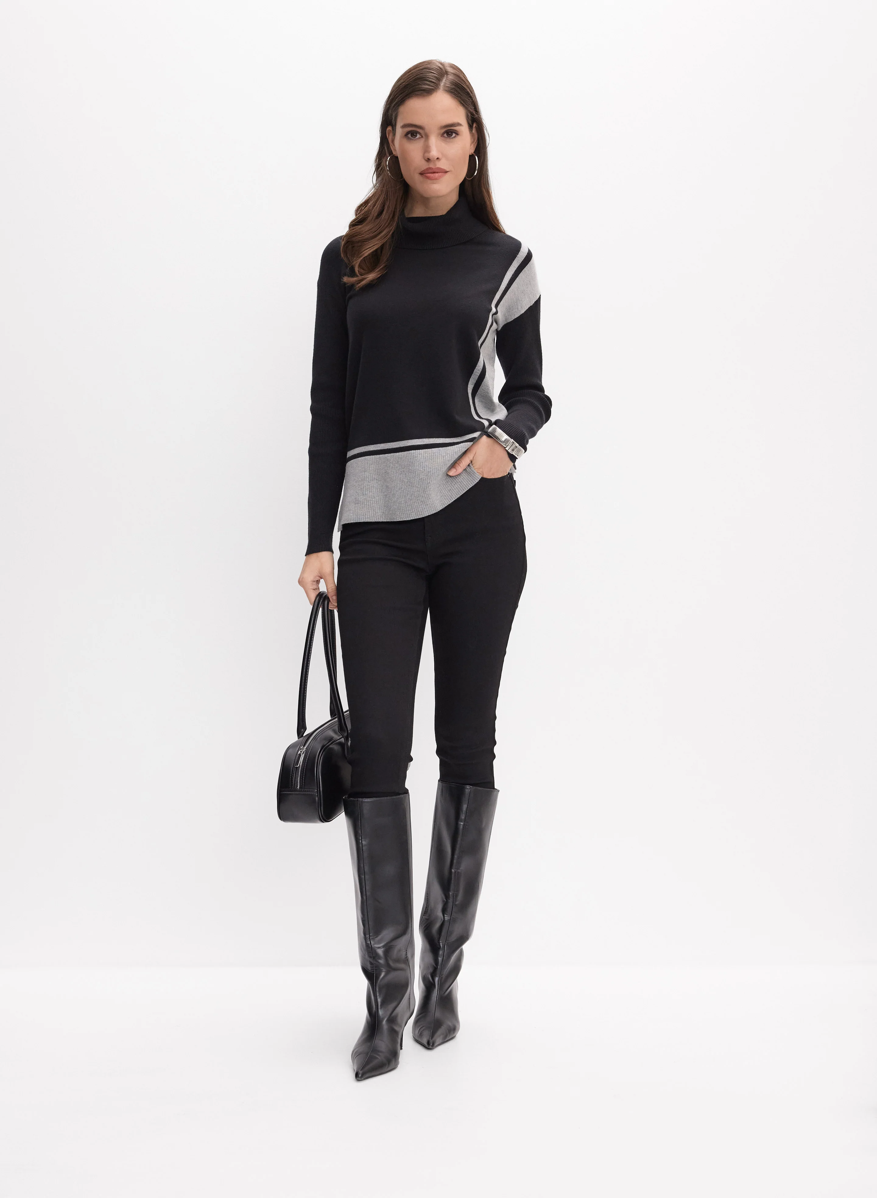 Colour Block Turtleneck Sweater - Image 3