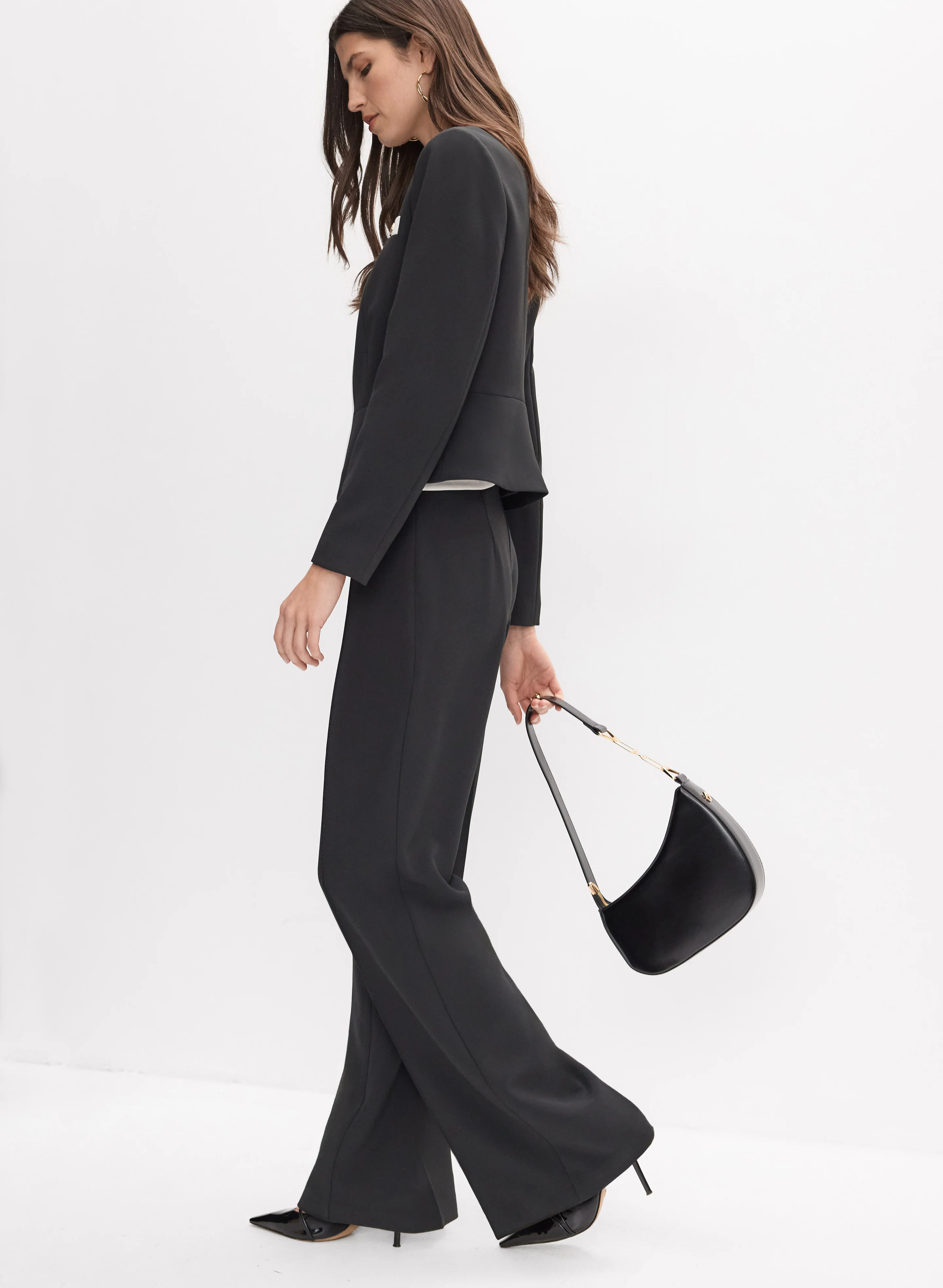 Contrast Detail Flare-Leg Pants - Image 5
