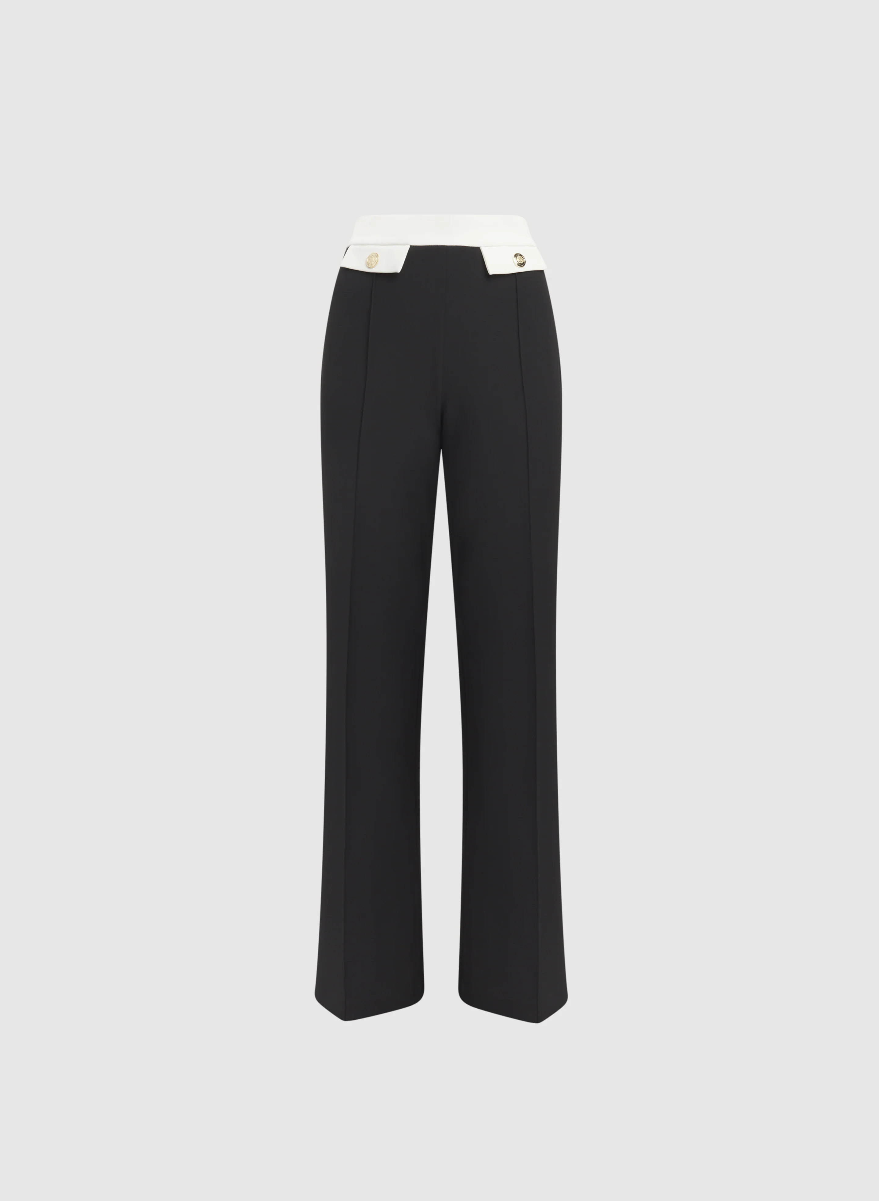Contrast Detail Flare-Leg Pants - Image 6