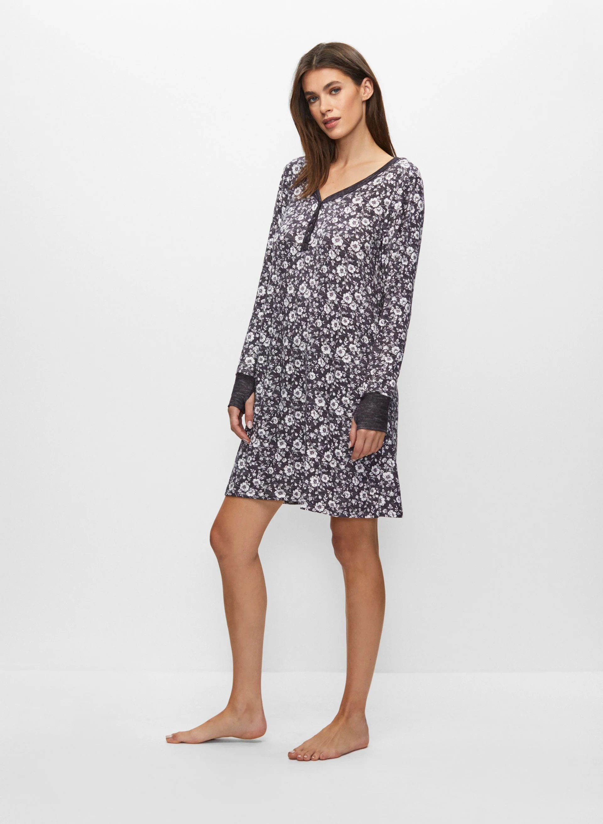 Contrast Floral Print Sleepshirt - Image 5
