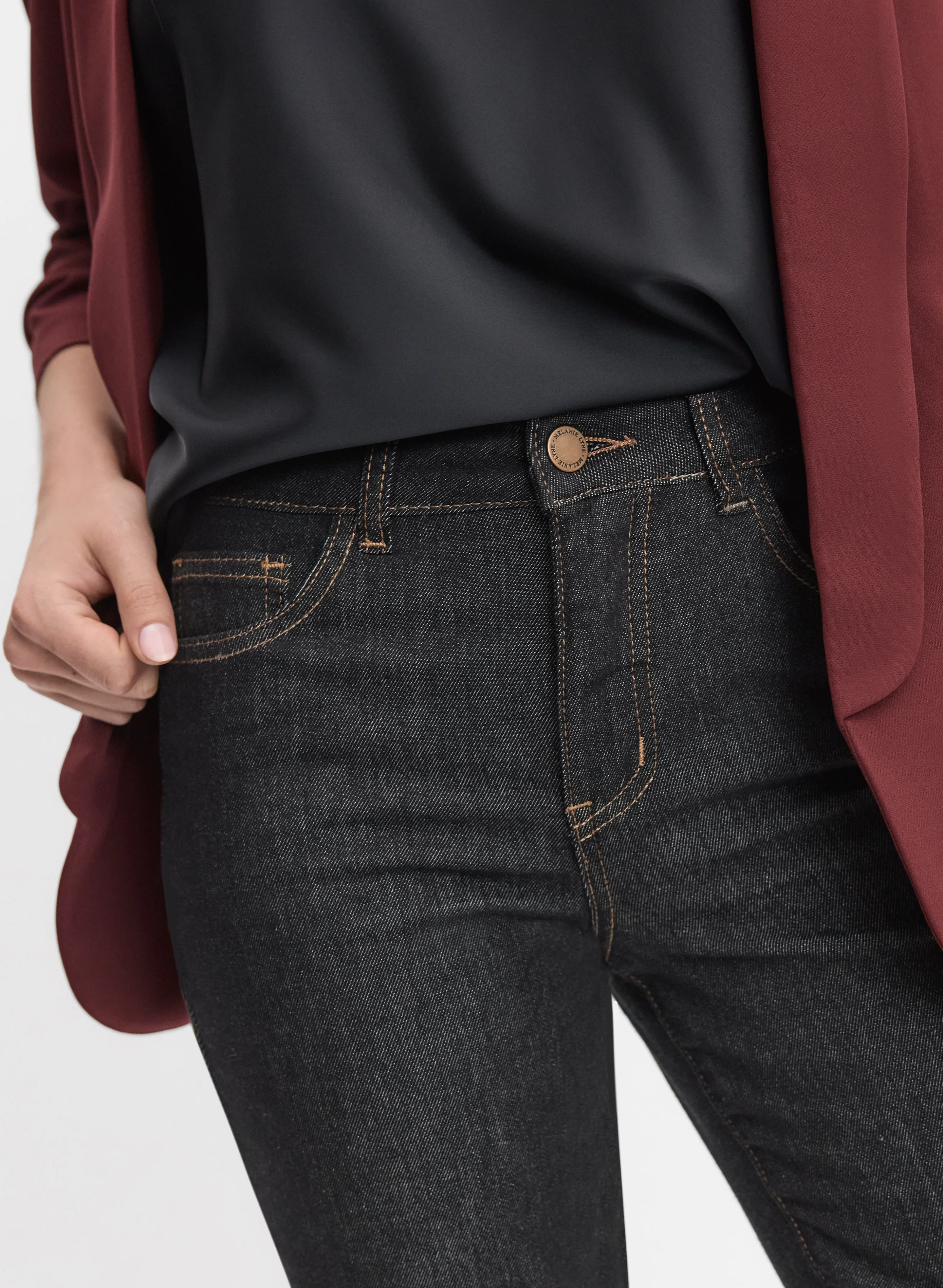 Contrast Stitch Straight-Leg Jeans - Image 4