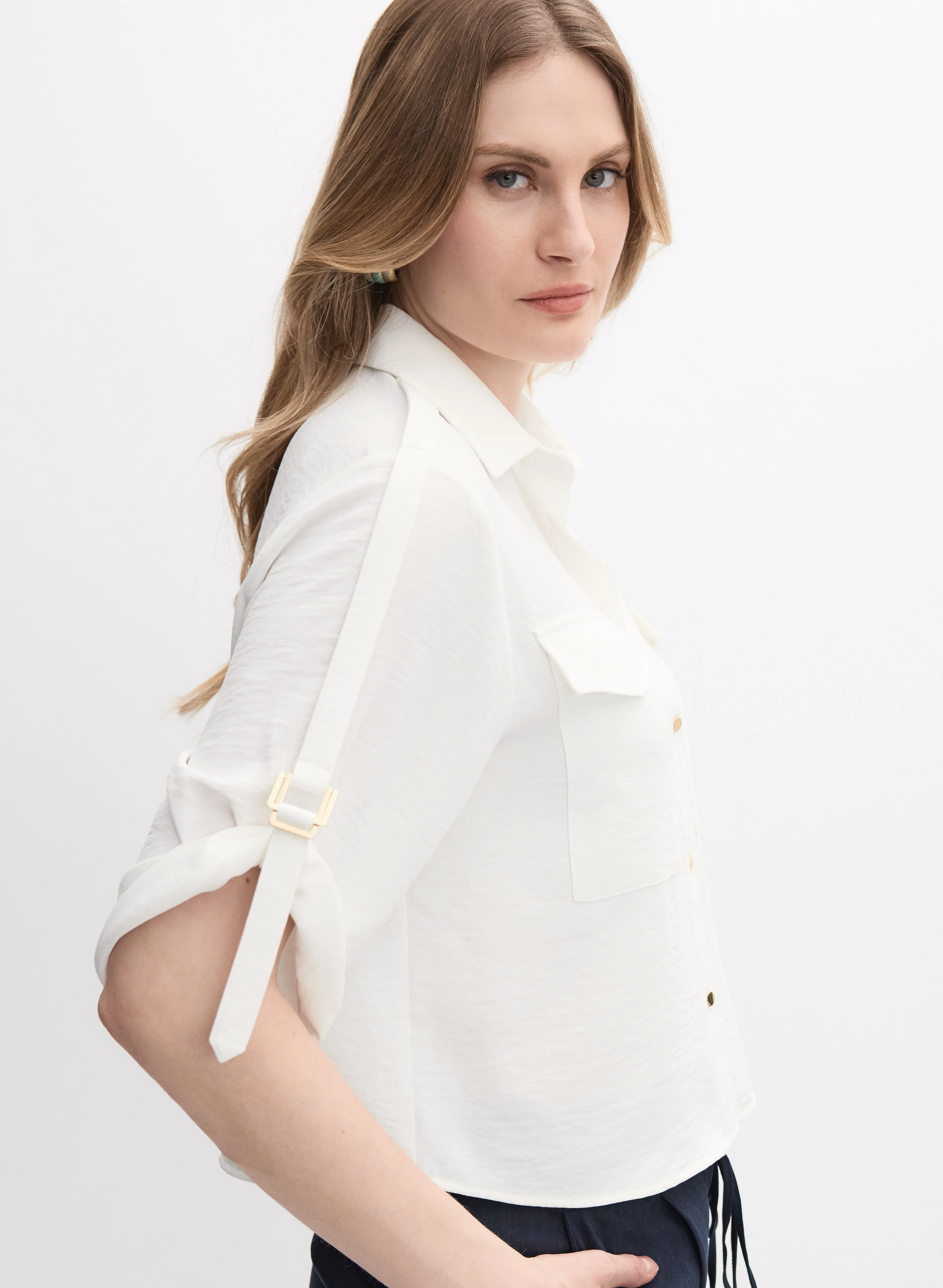 Crinkle Button-Down Blouse - Image 5