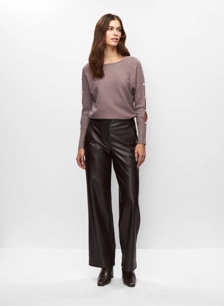 Cut-Out Detail Top & Vegan Leather Pants - Image 2
