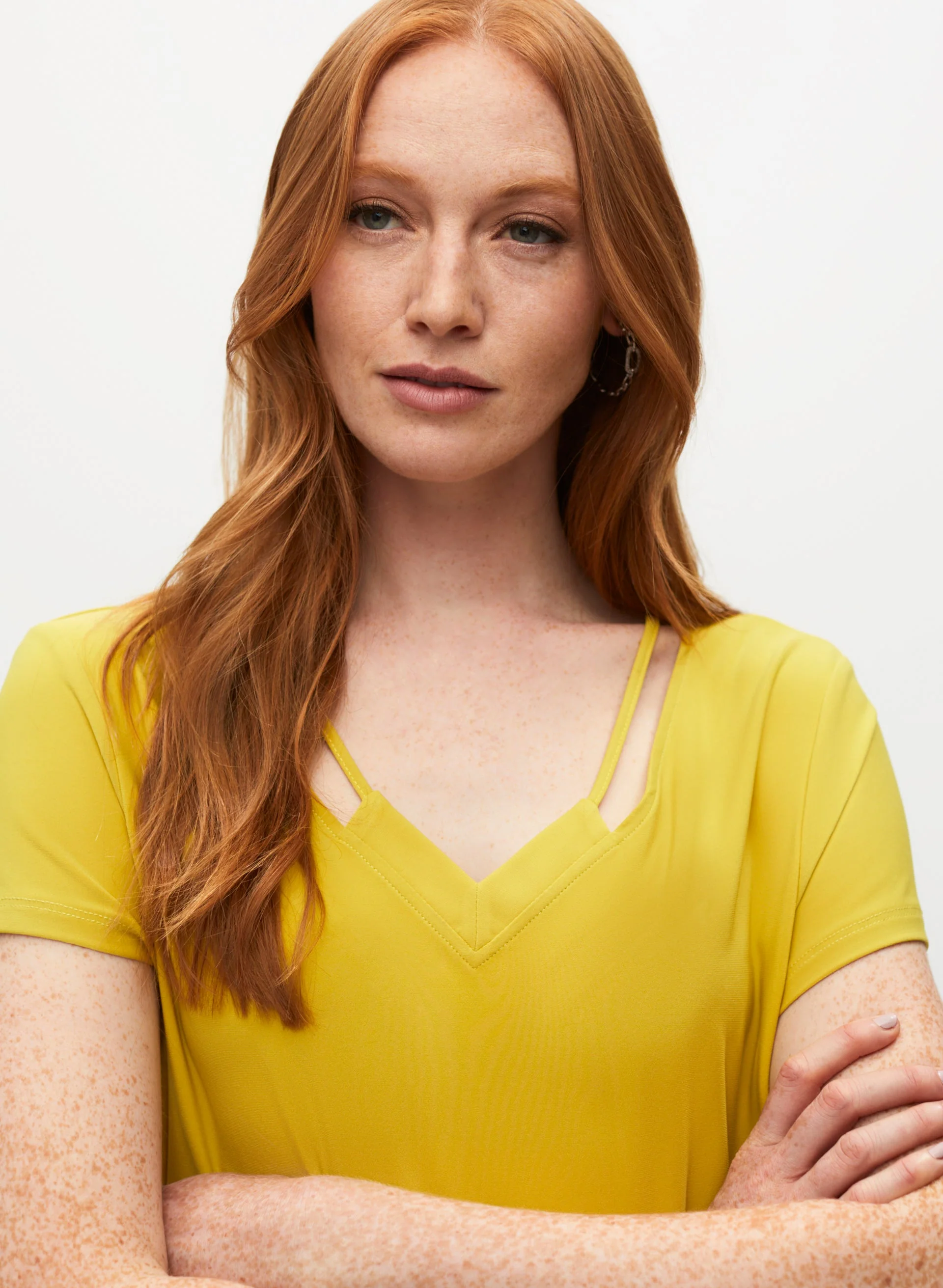 Cutout Detail V-Neck Tee - Image 2
