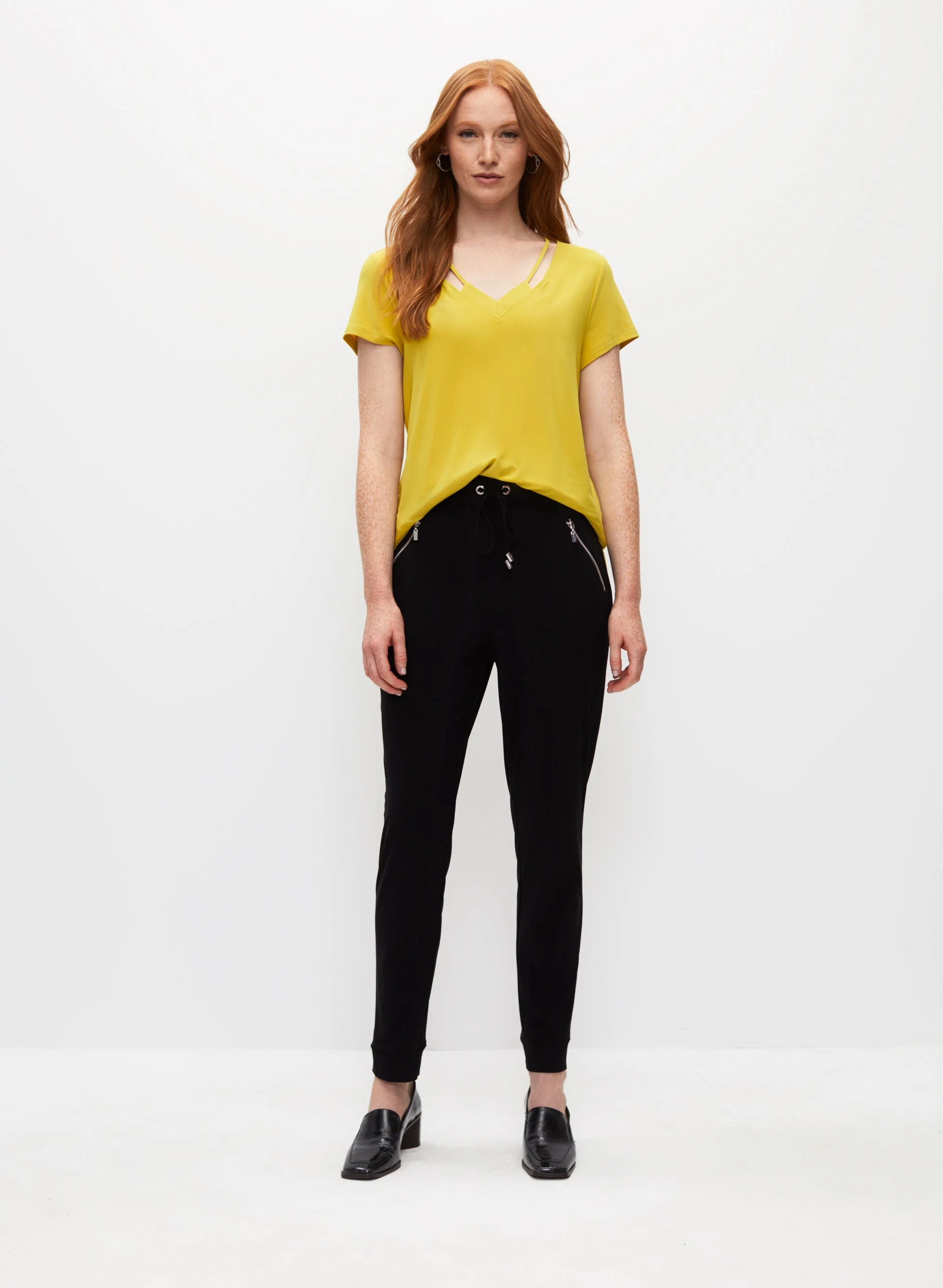 Cutout Detail V-Neck Tee - Image 4