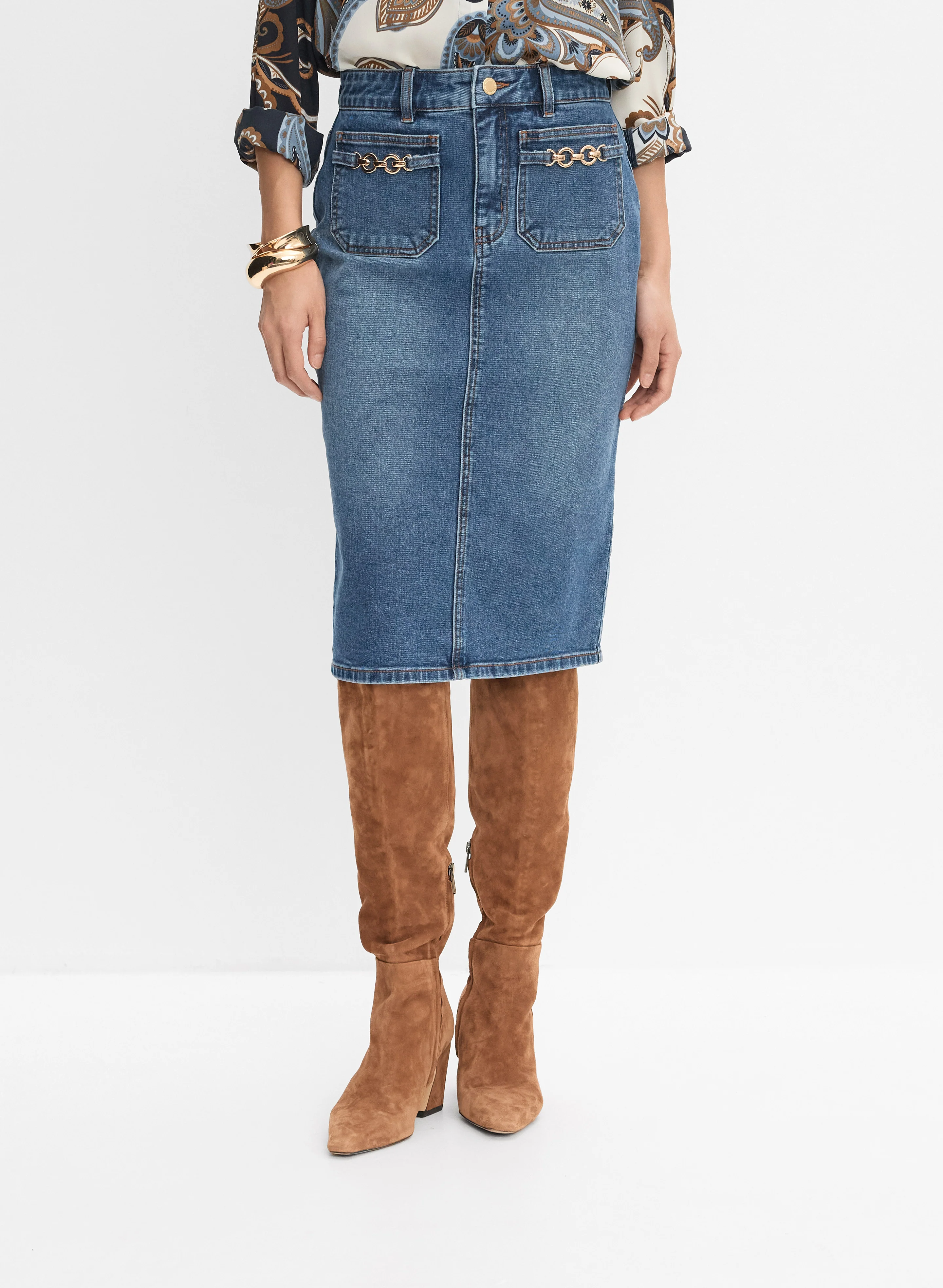 Denim Midi Skirt