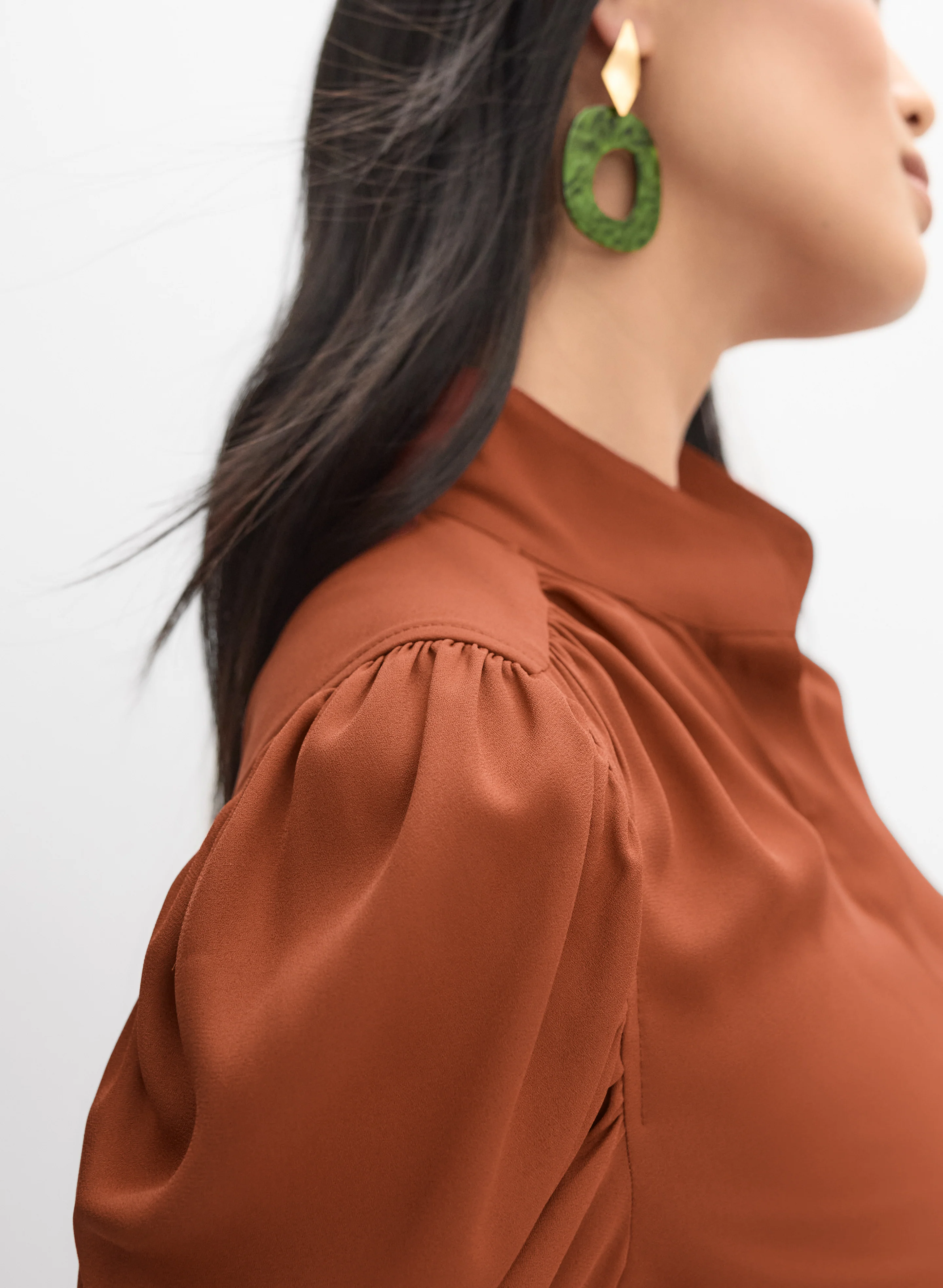 Draped Puff Sleeve Blouse - Image 3
