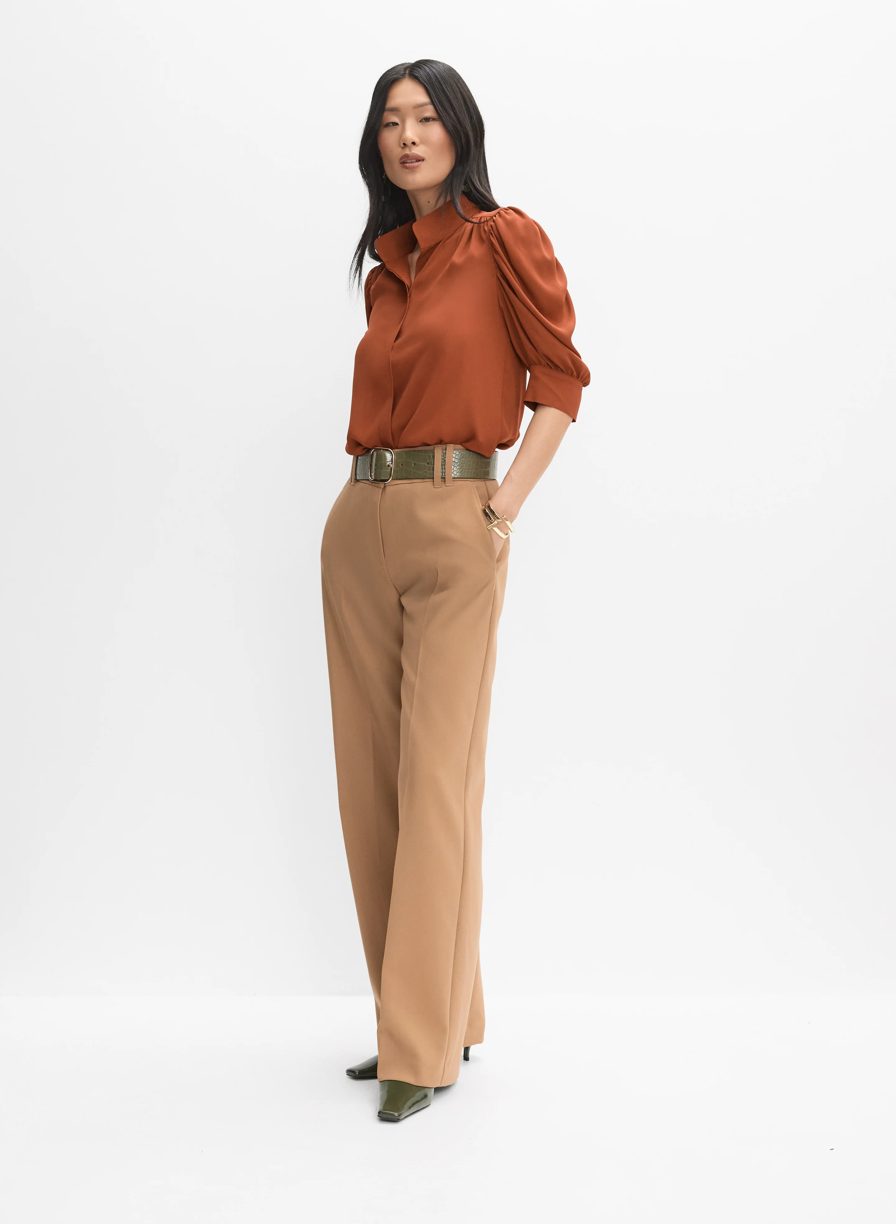 Draped Puff Sleeve Blouse - Image 4