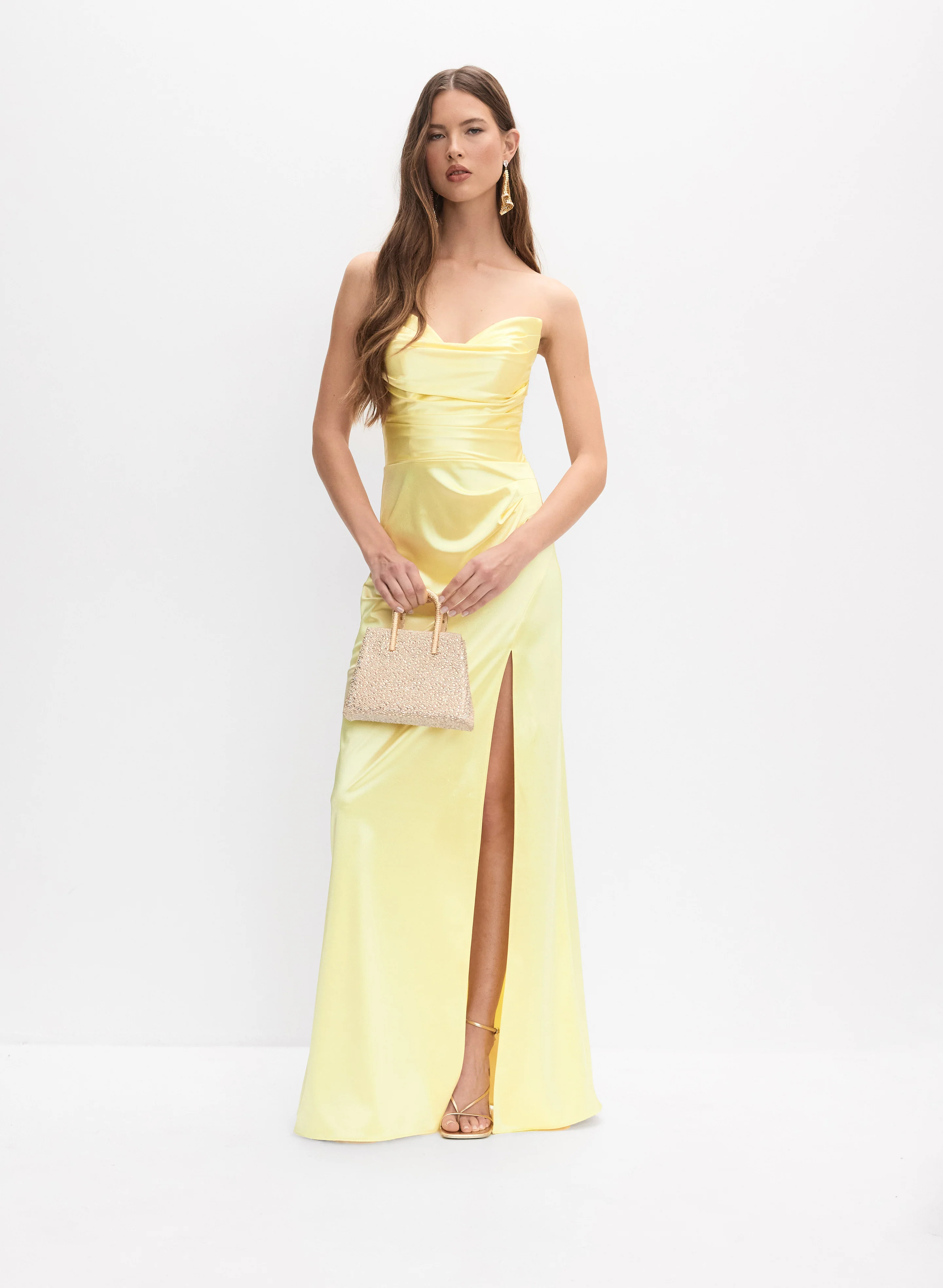 Draped Sweetheart Neck Dress