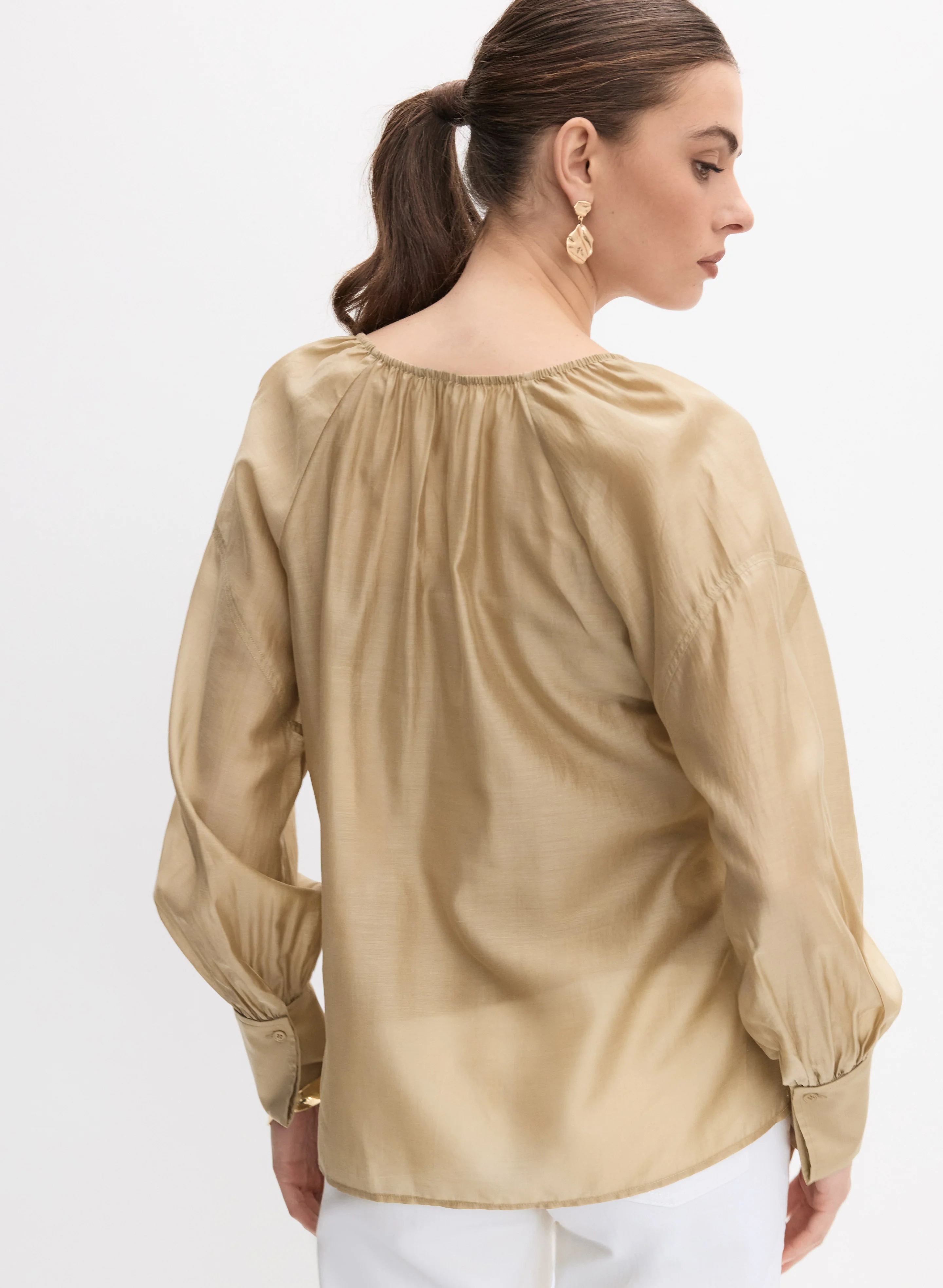 Drawstring Neck Blouse - Image 4