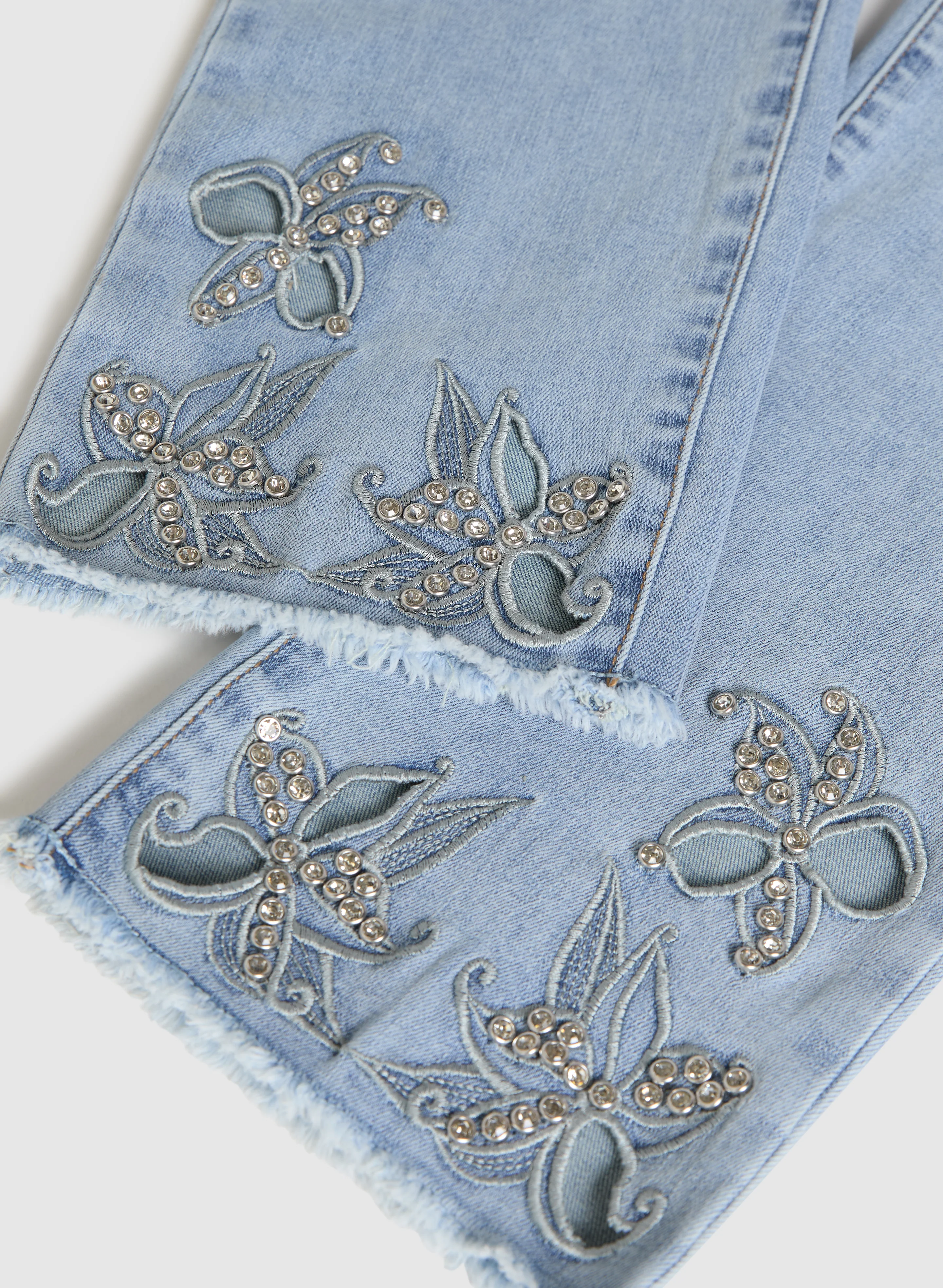 Embroidered Denim Capris - Image 7