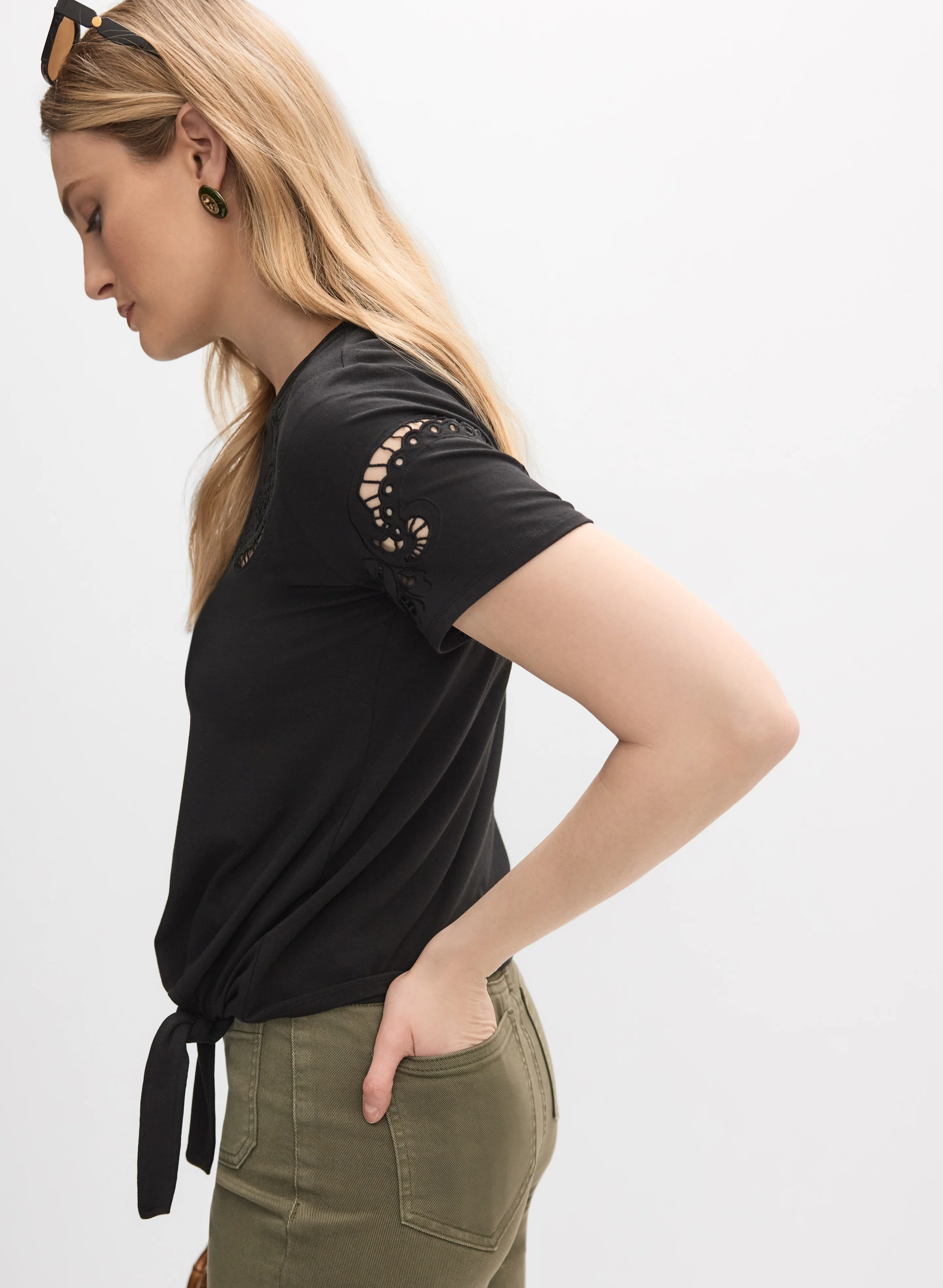 Cut-Out Embroidered T-Shirt - Image 4