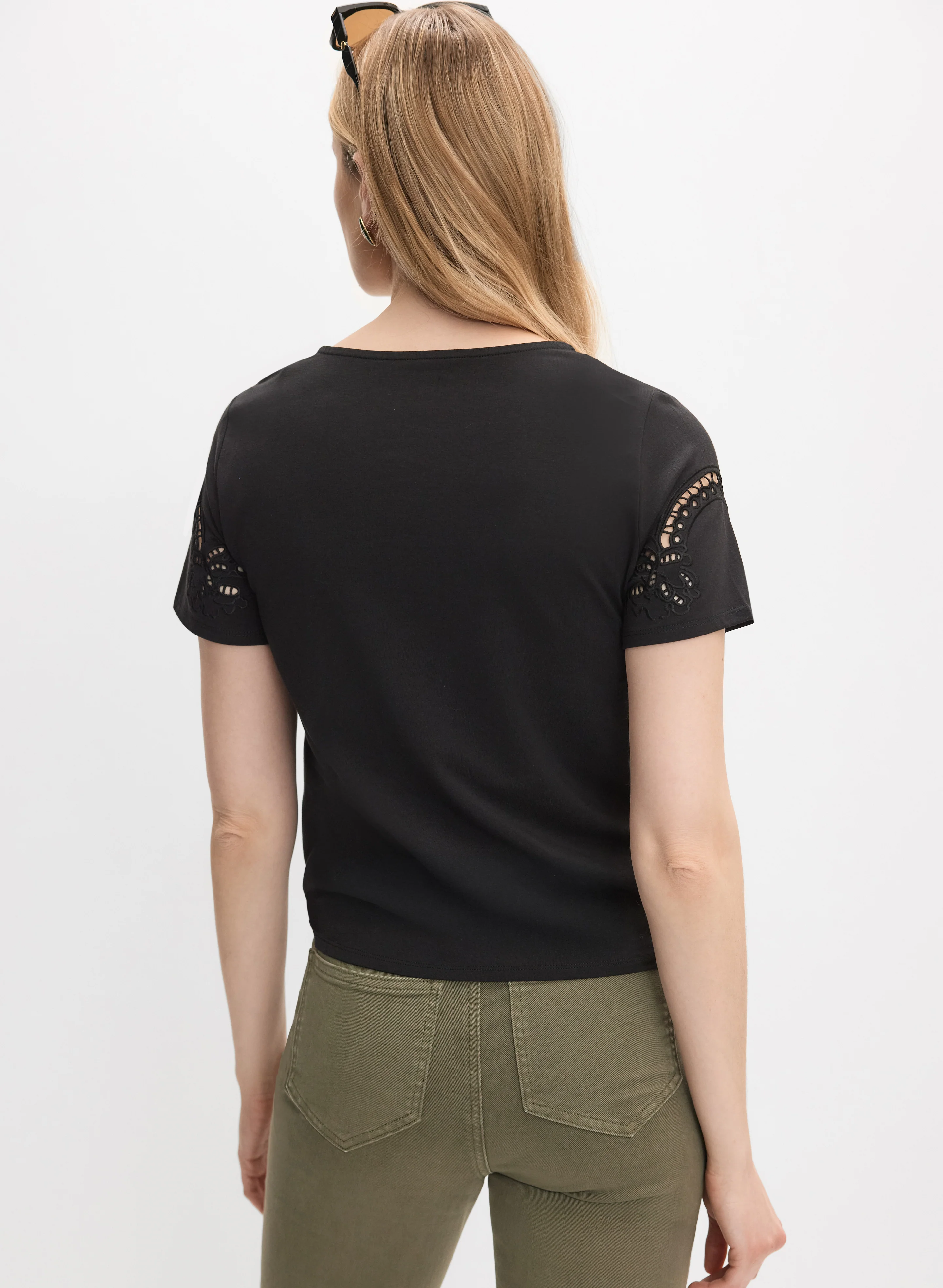 Cut-Out Embroidered T-Shirt - Image 5