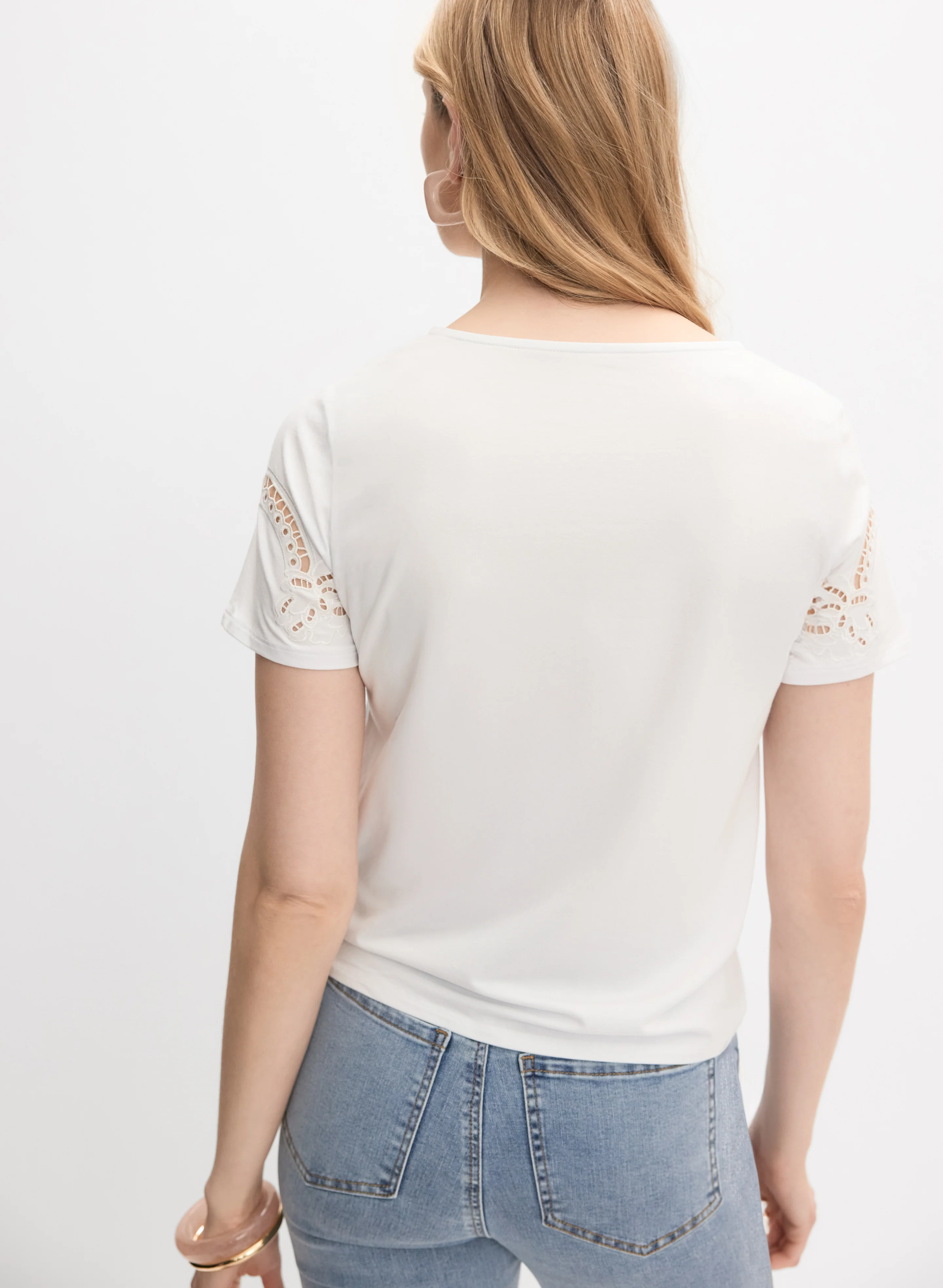 Cut-Out Embroidered T-Shirt - Image 5