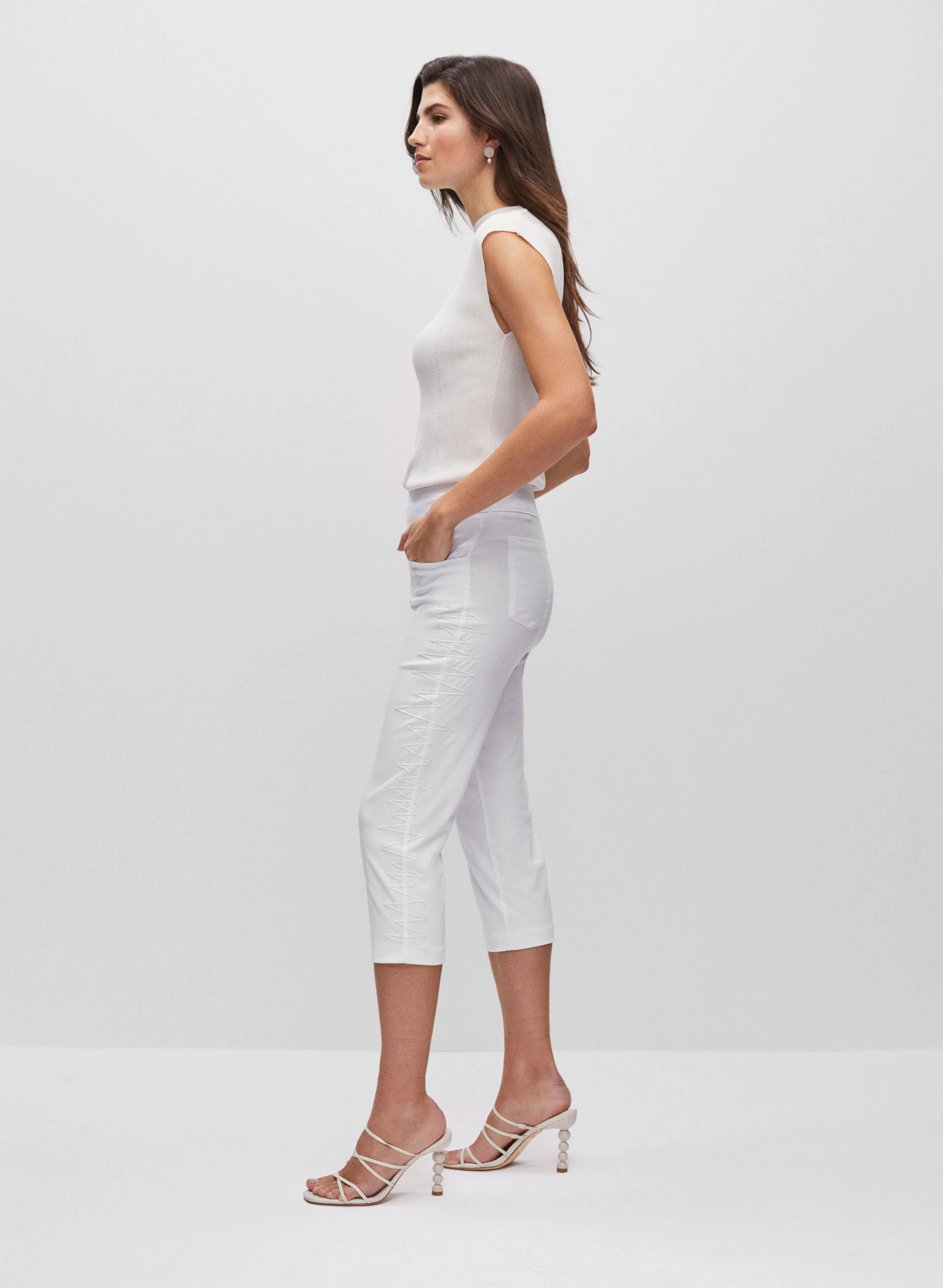 Embroidered Pull-On Capris - Image 3