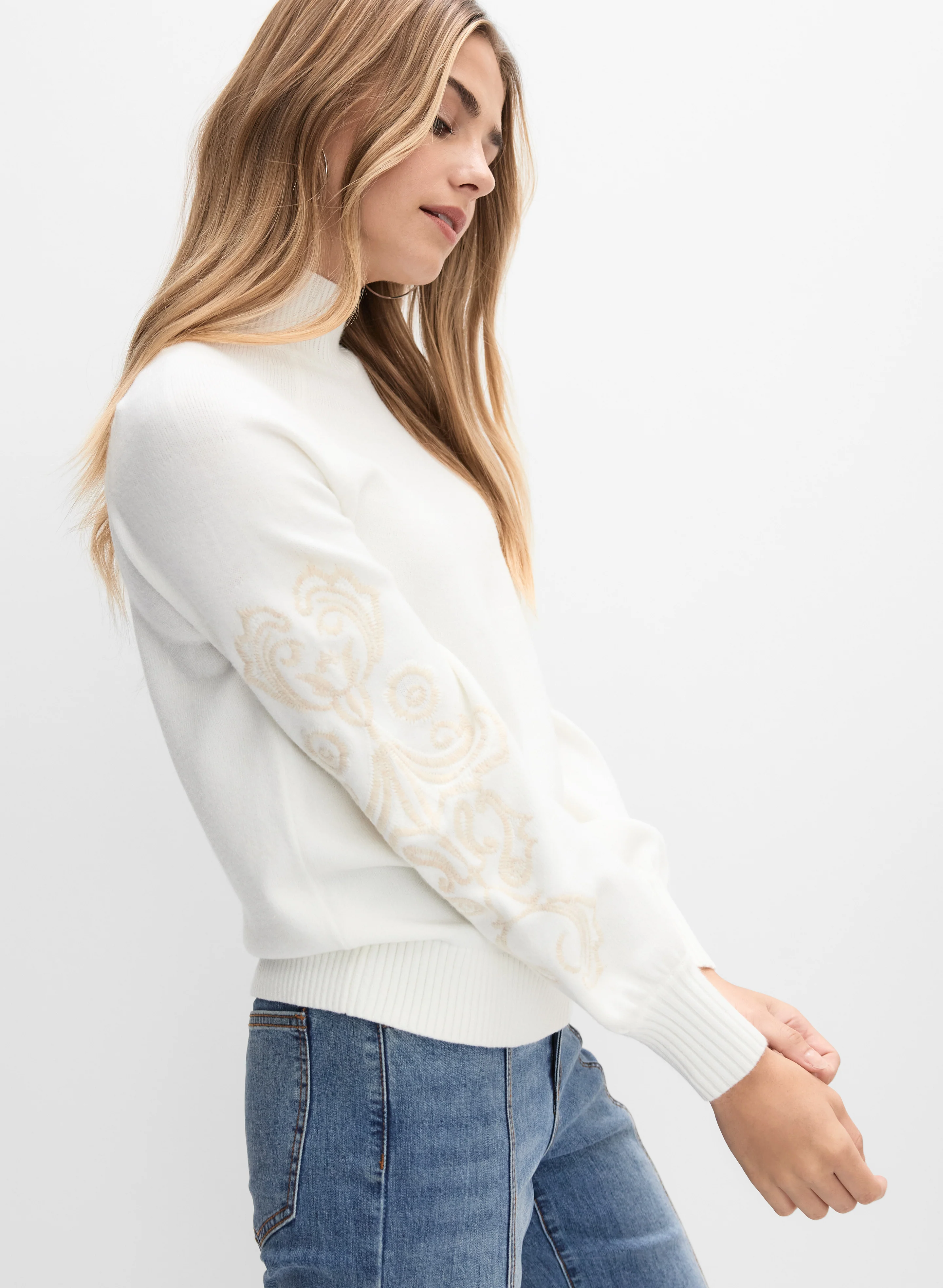 Embroidered Sleeve Sweater - Image 5