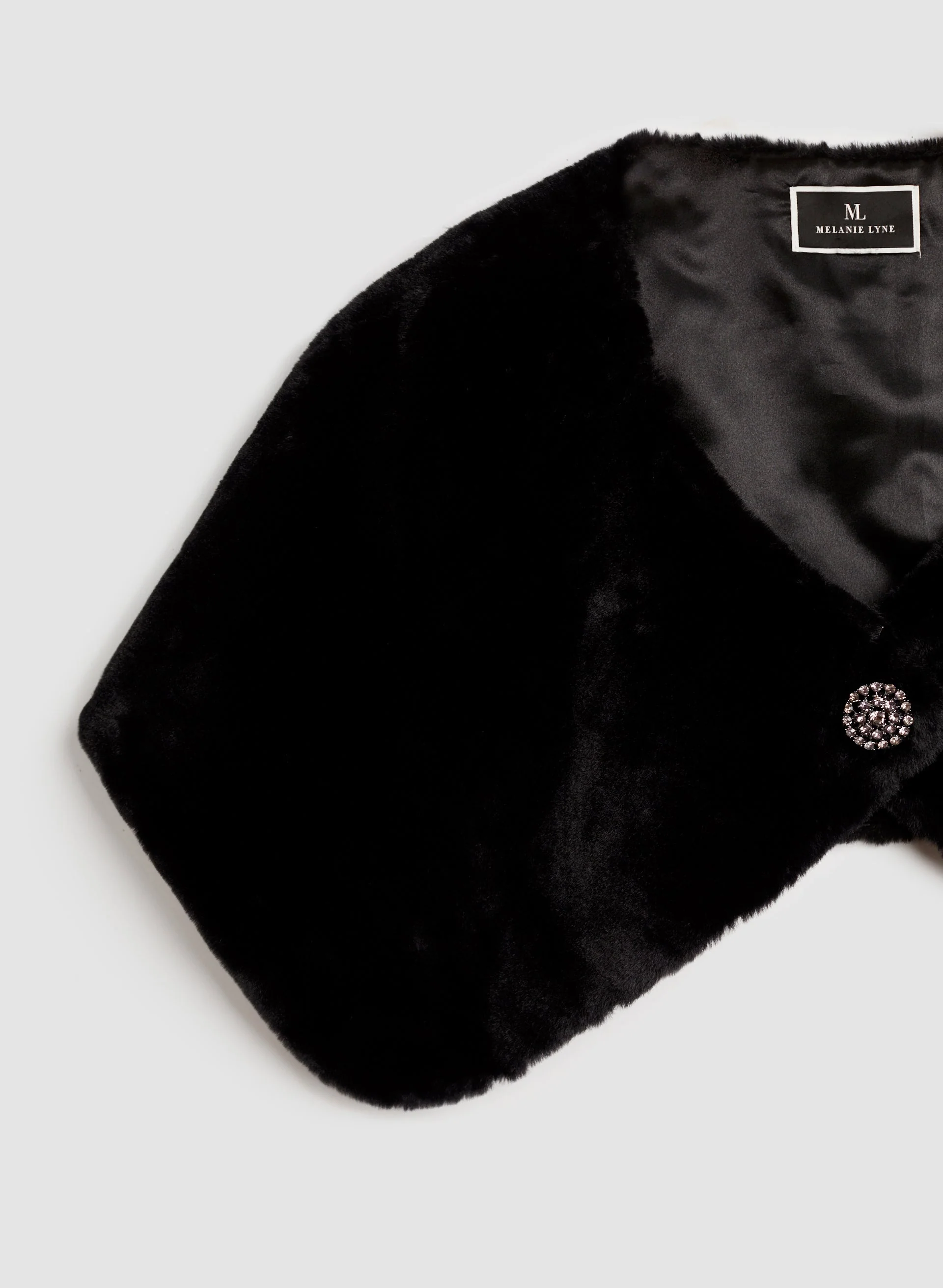 Faux Fur Brooch Detail Wrap - Image 6