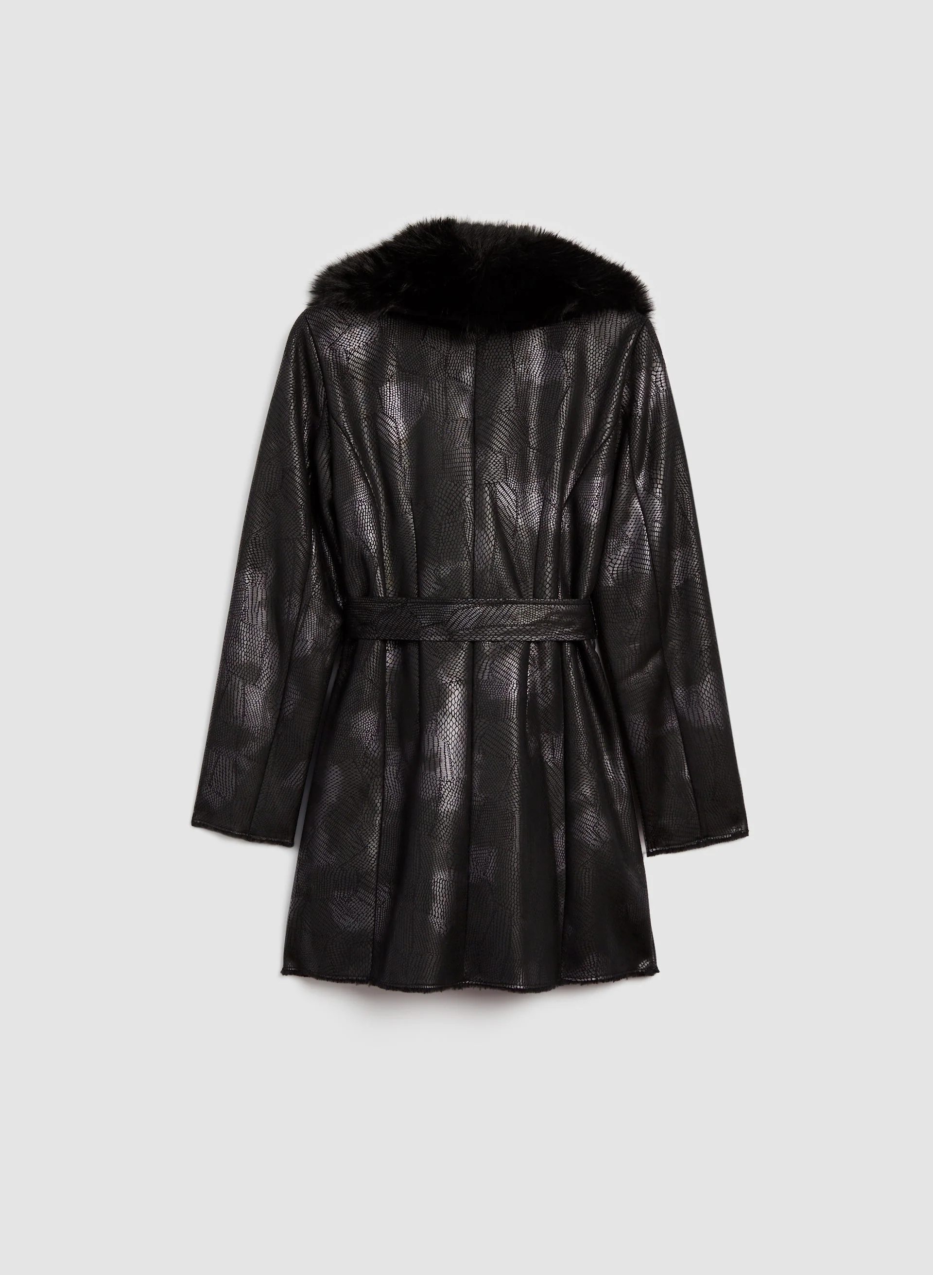 Faux Fur Shawl Collar Belted Coat - Image 7