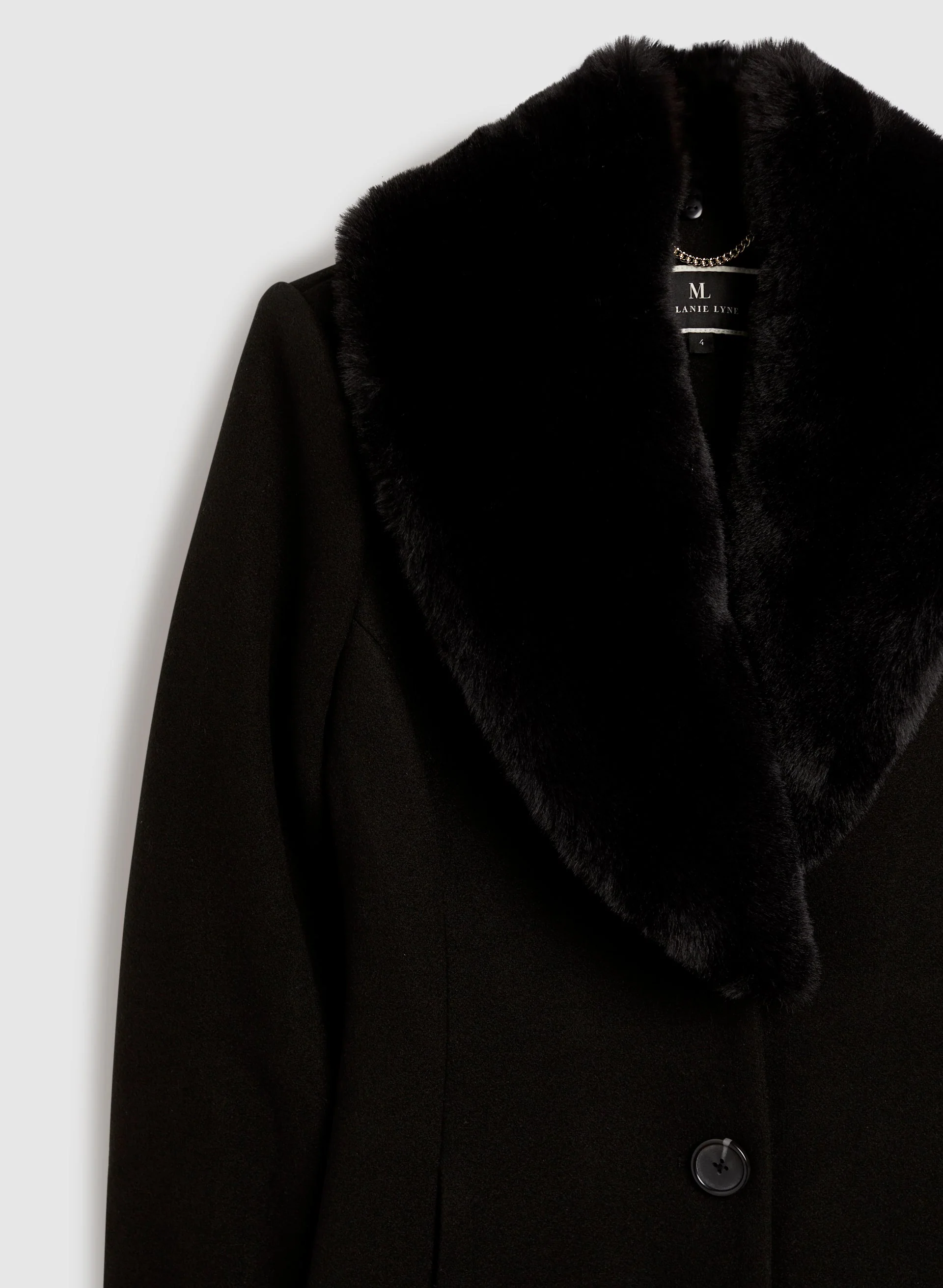 Faux Fur Stretch Wool Blend Coat - Image 6