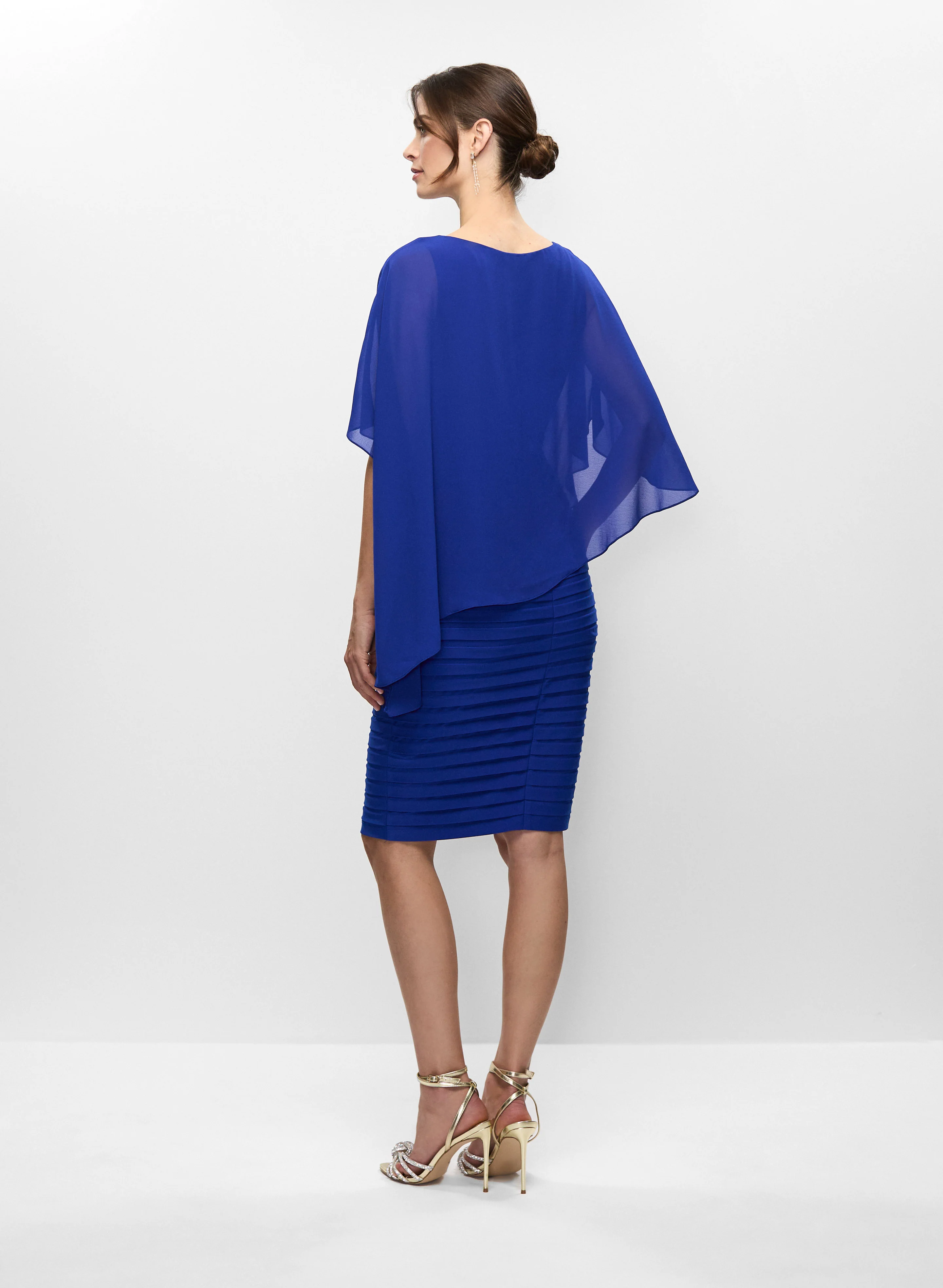 Fitted Chiffon Overlay Dress - Image 4