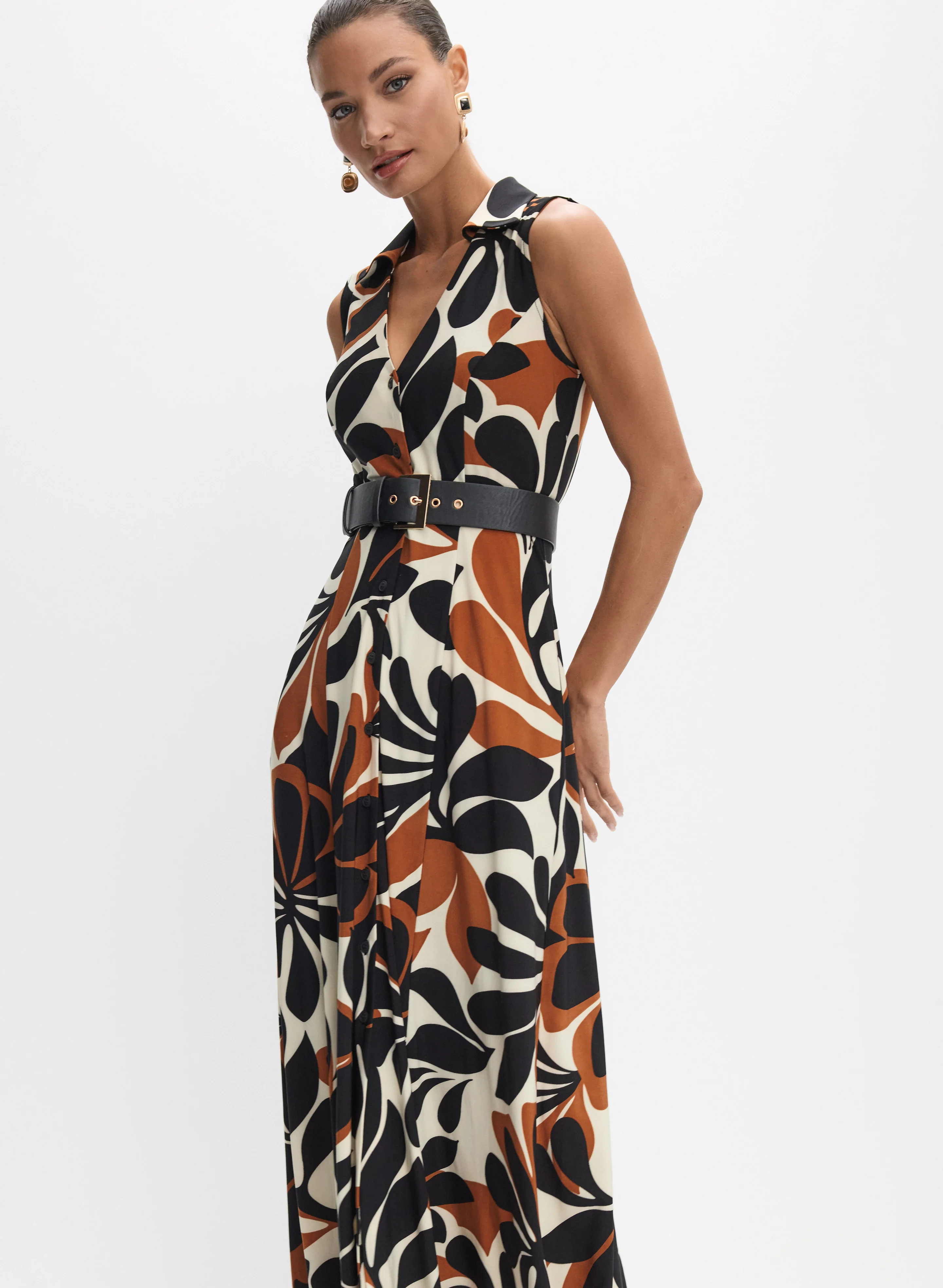 Floral Belt Shirt Dress - Image 7