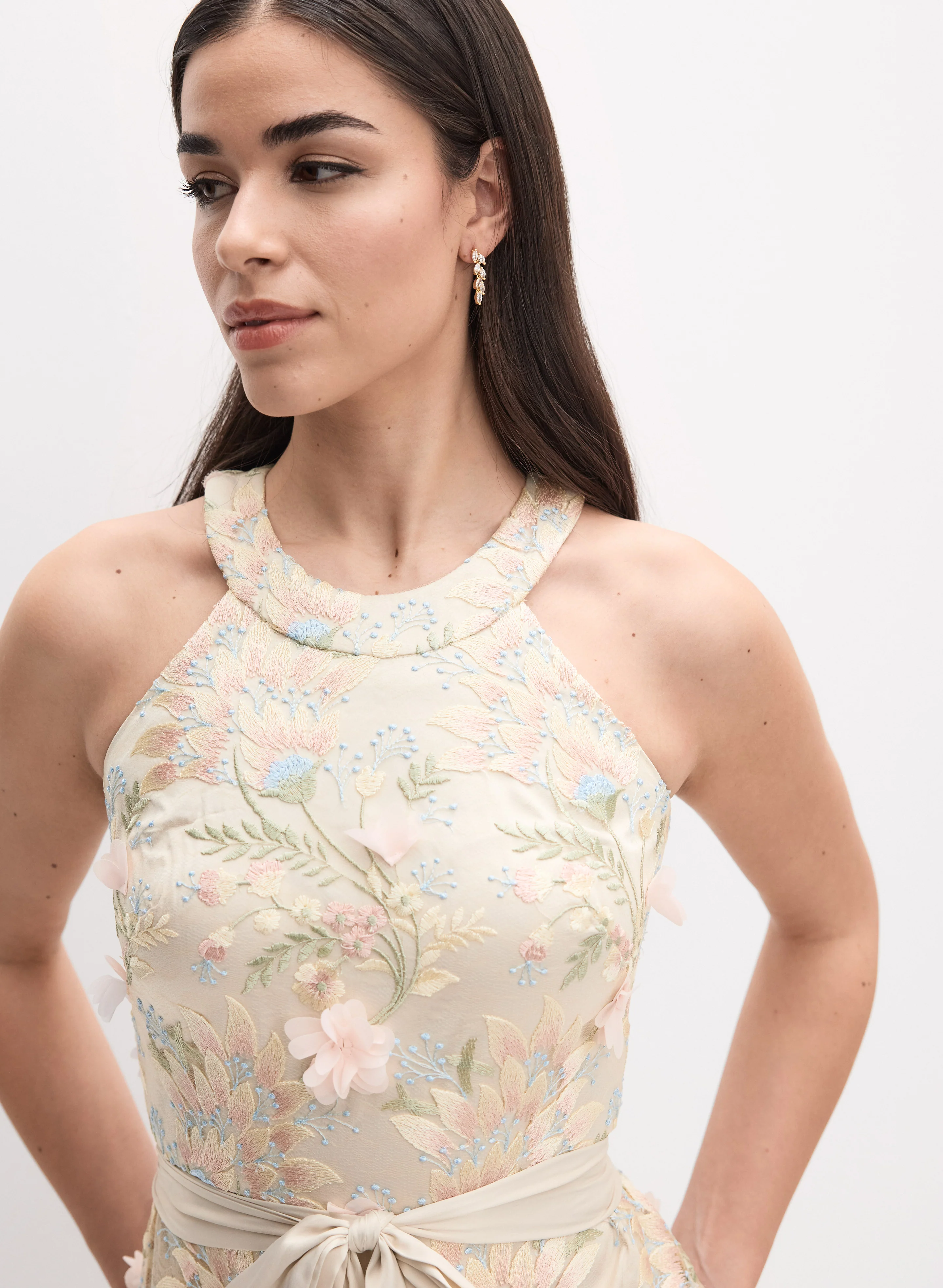 Floral Embroidered Lace Dress - Image 3
