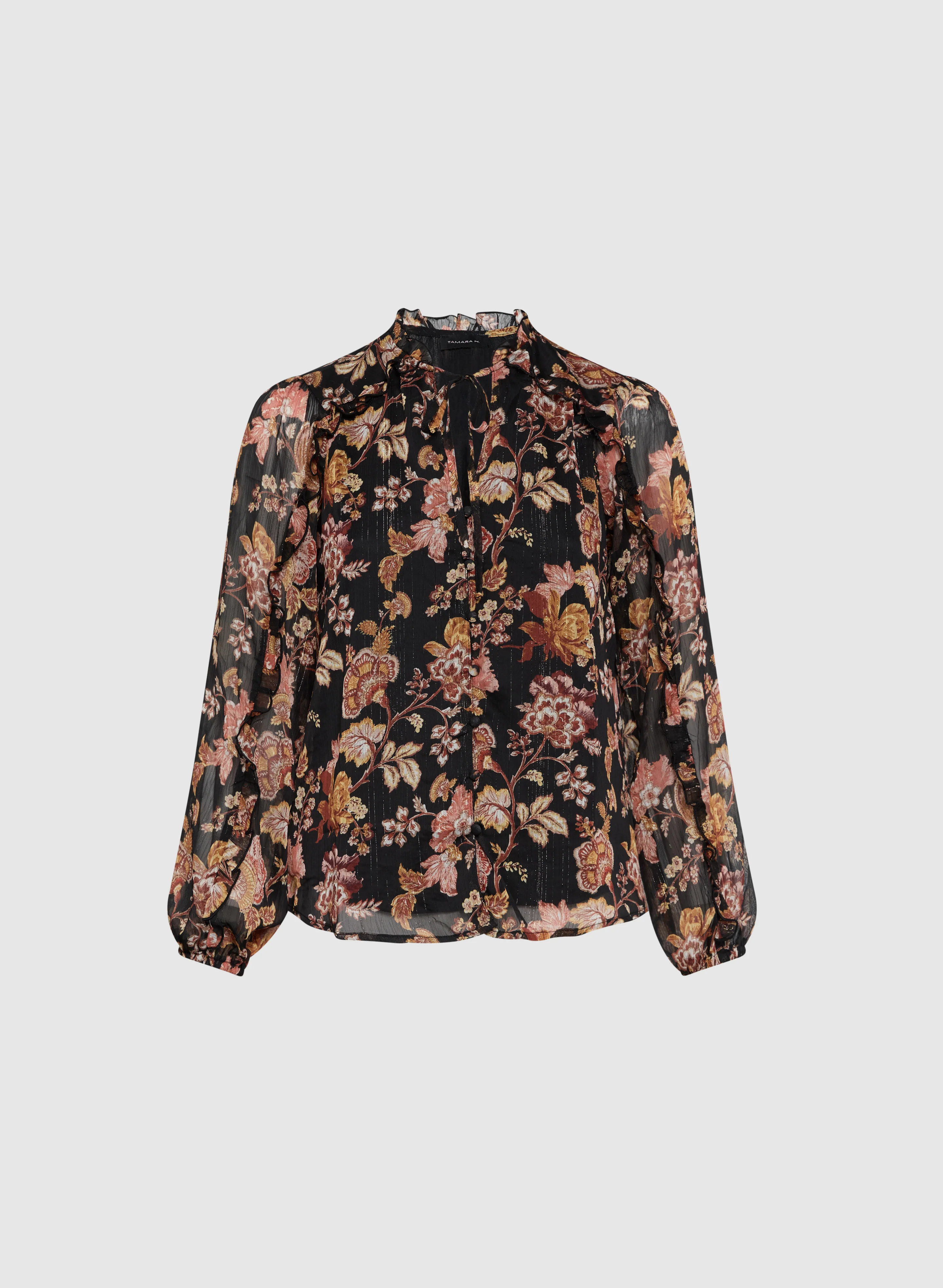 Floral Frilled Neck Blouse - Image 6