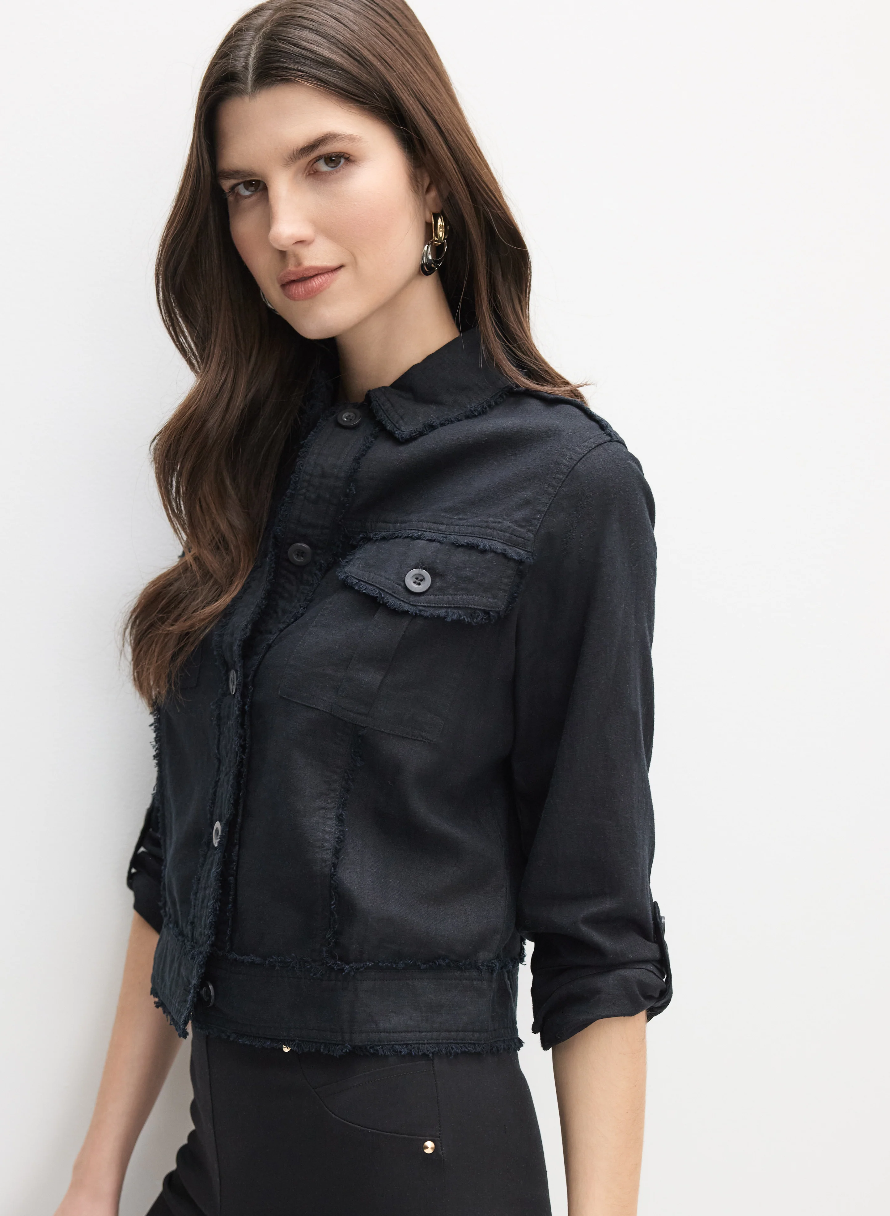 Frayed Linen-Blend Jacket - Image 4