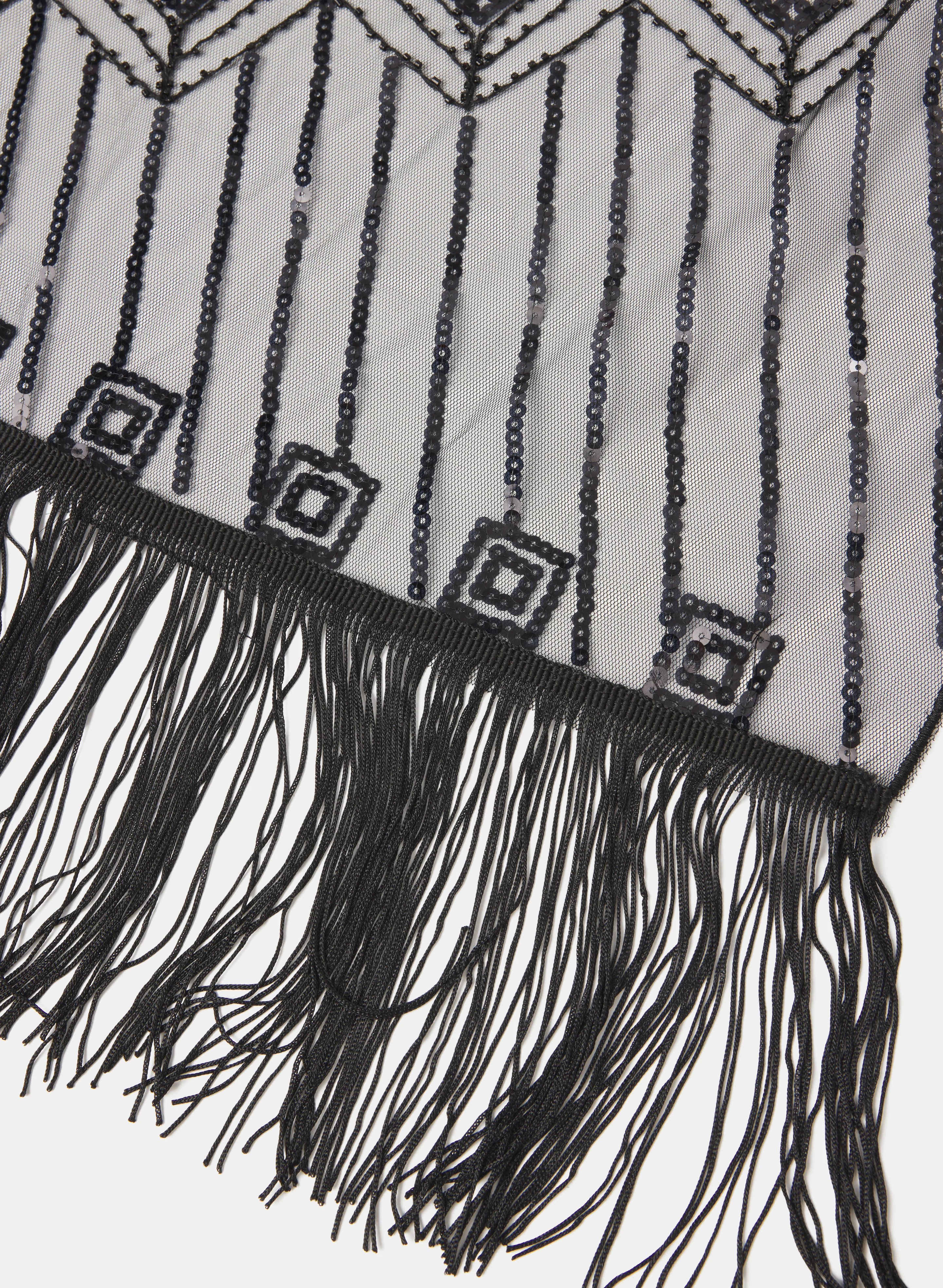 Fringed Sequin Embellished Shawl - Image 3