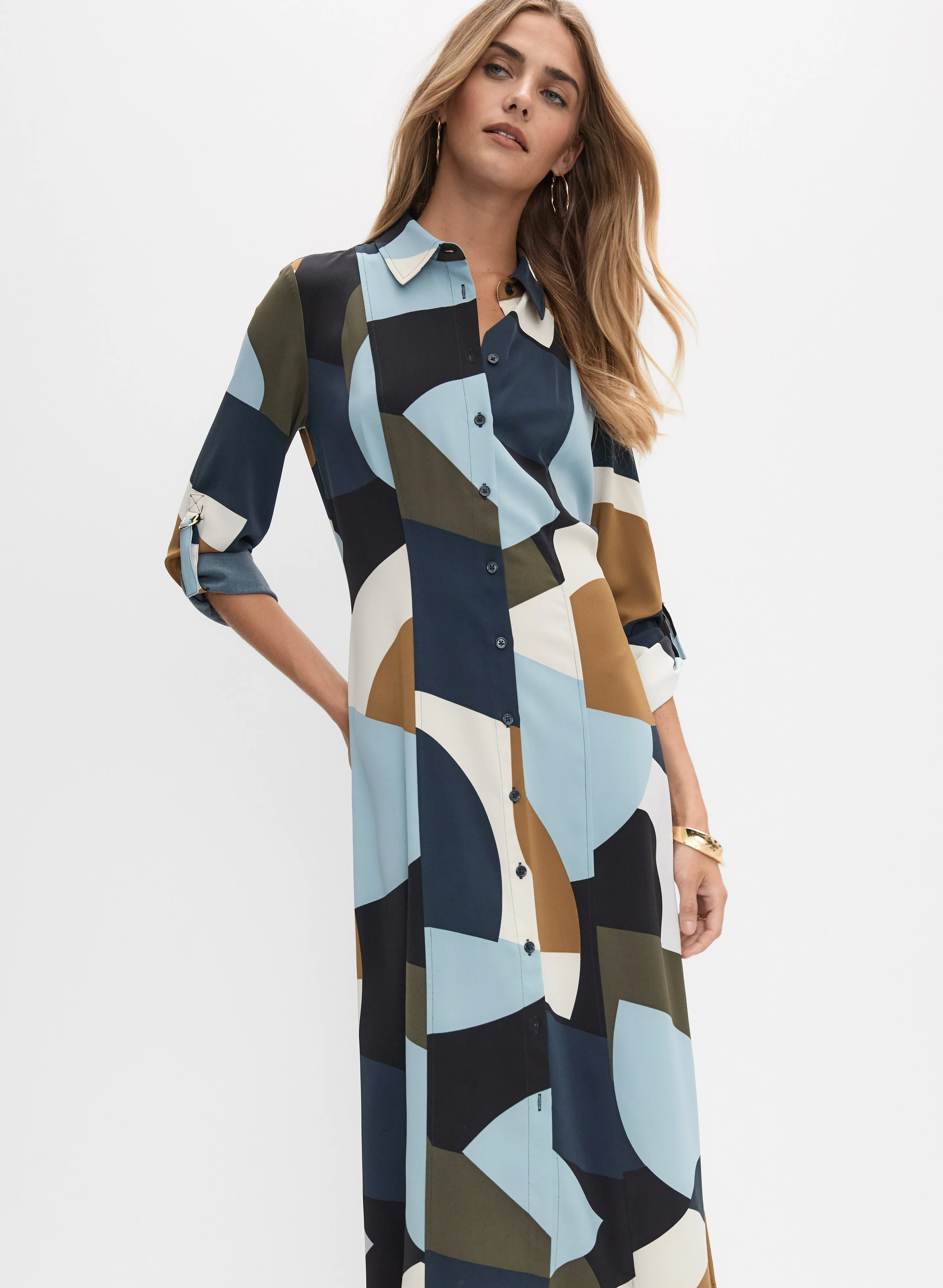 Geometric Shirt Dress - Image 7