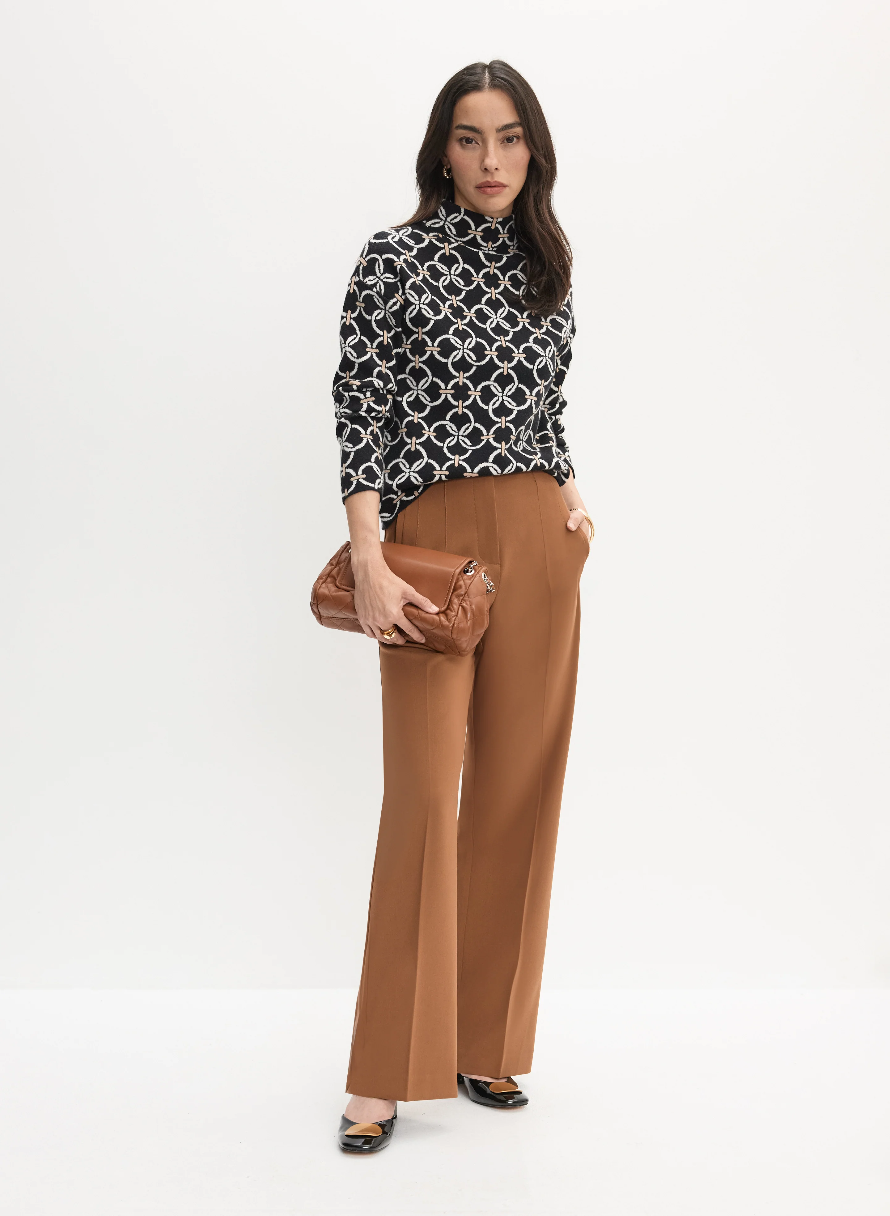 Geometric Mock Neck Sweater - Image 3